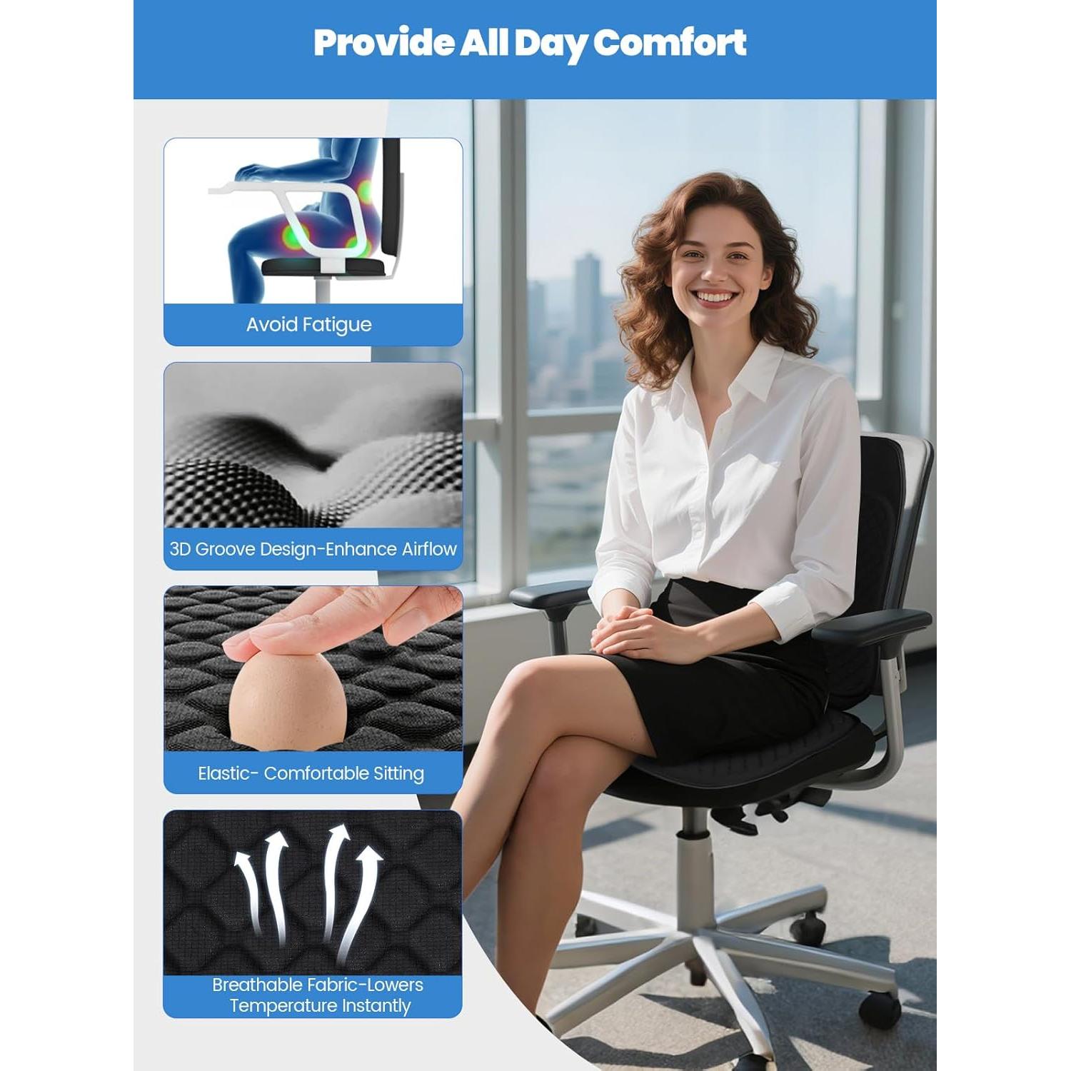 Cojín de Asiento Jisejima Antideslizante Negro 45.72x43.18cm