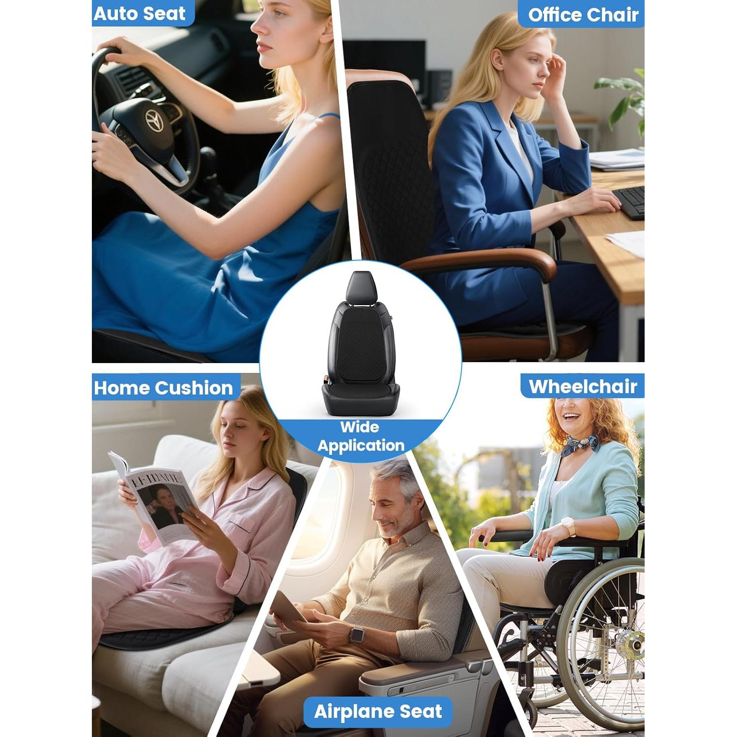 Cojín de Asiento Jisejima Antideslizante Negro 45.72x43.18cm