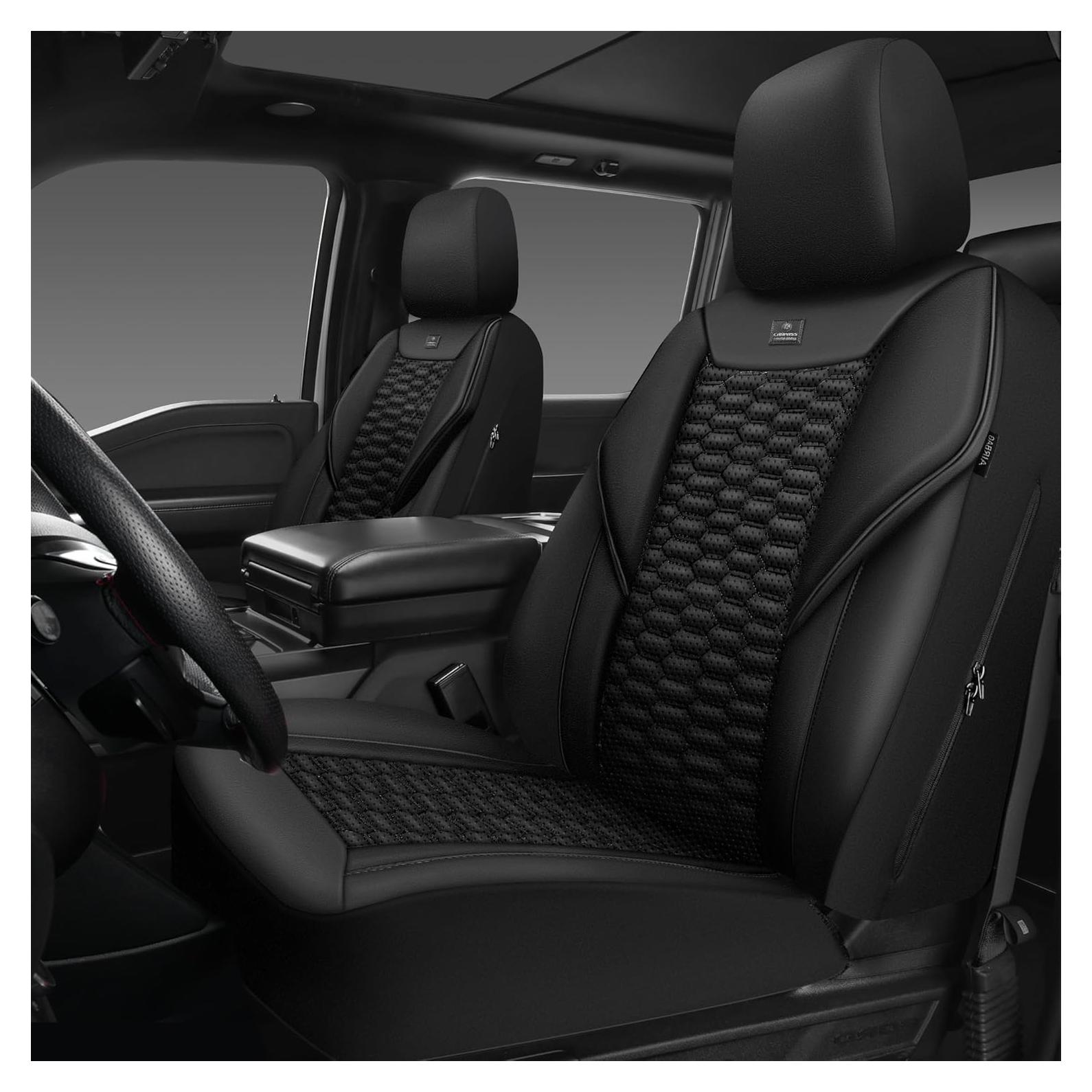 Cubiertas de Asiento Delanteras de Cuero Negro CAR PASS