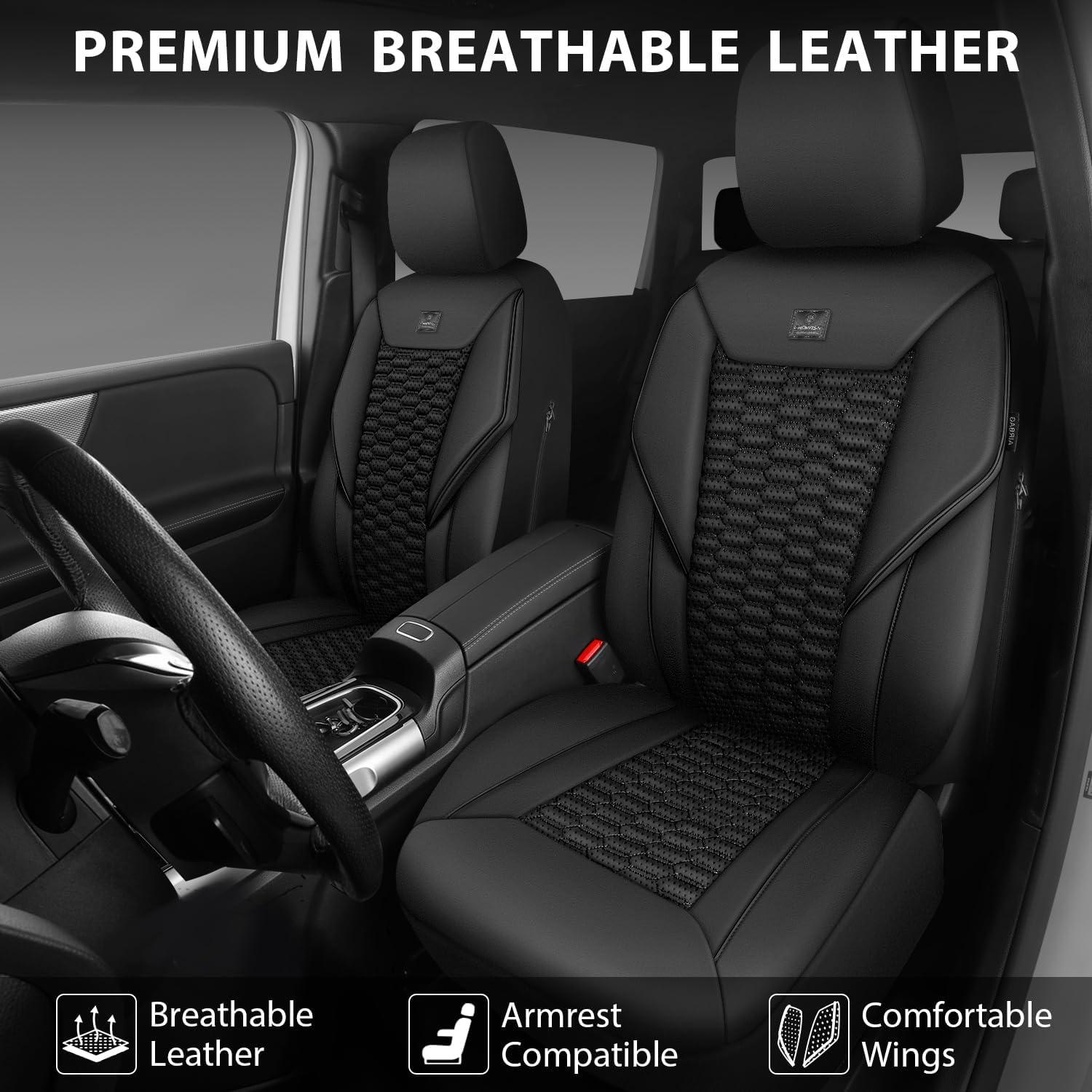 Cubiertas de Asiento Delanteras de Cuero Negro CAR PASS