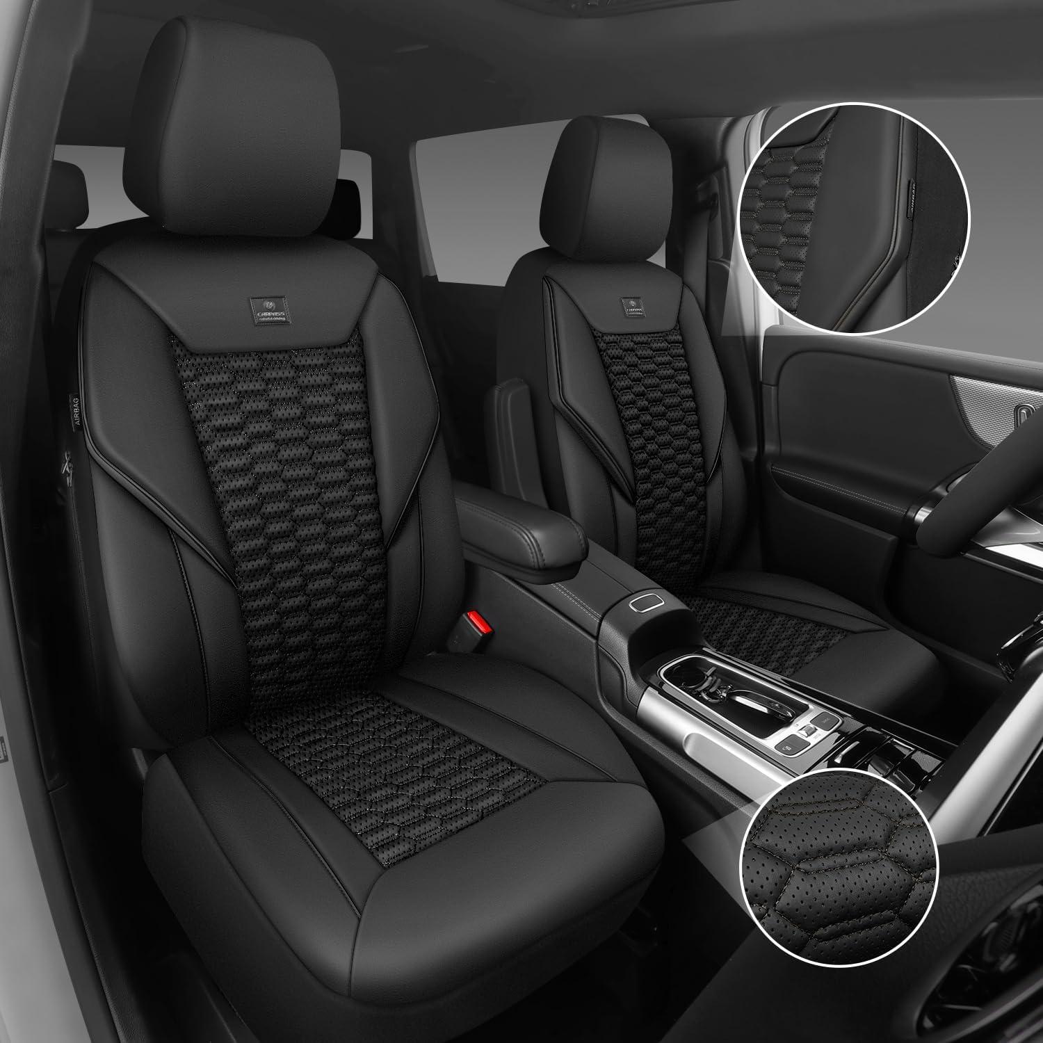 Cubiertas de Asiento Delanteras de Cuero Negro CAR PASS