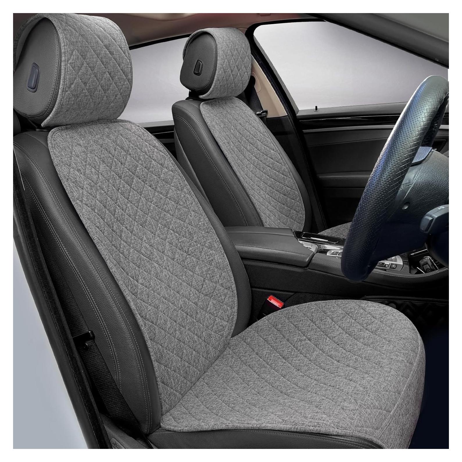 Fundas de Asiento de Coche BOPUOVRE Lino Universal 2 Unidades Gris