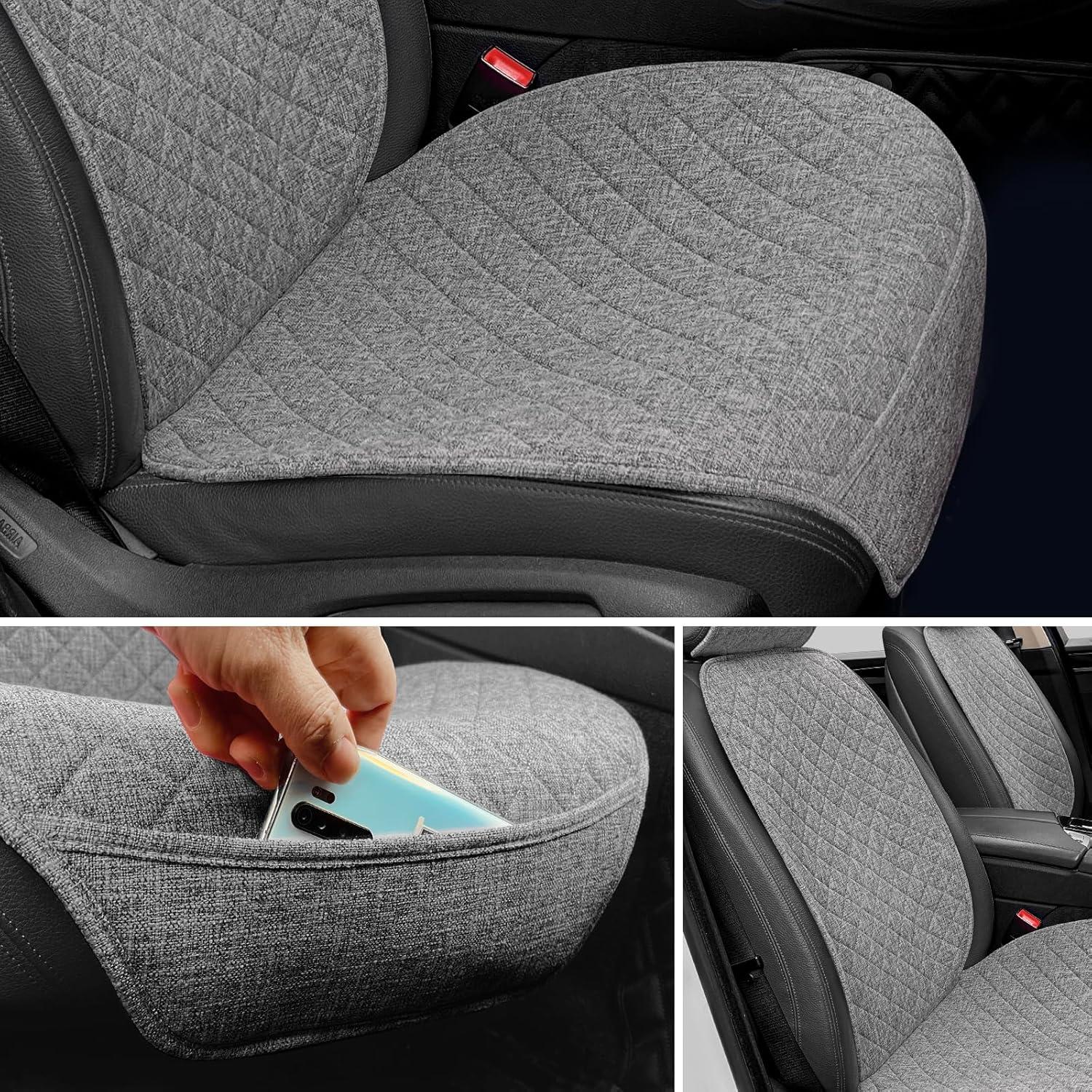 Fundas de Asiento de Coche BOPUOVRE Lino Universal 2 Unidades Gris