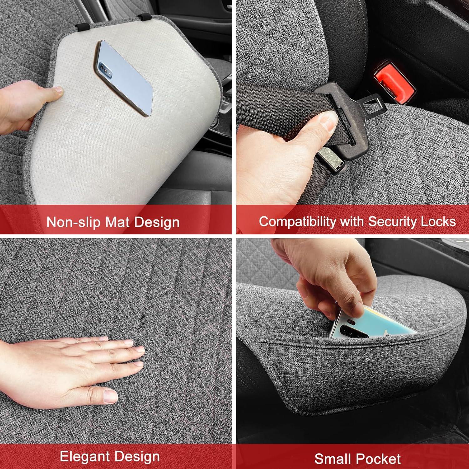 Fundas de Asiento de Coche BOPUOVRE Lino Universal 2 Unidades Gris