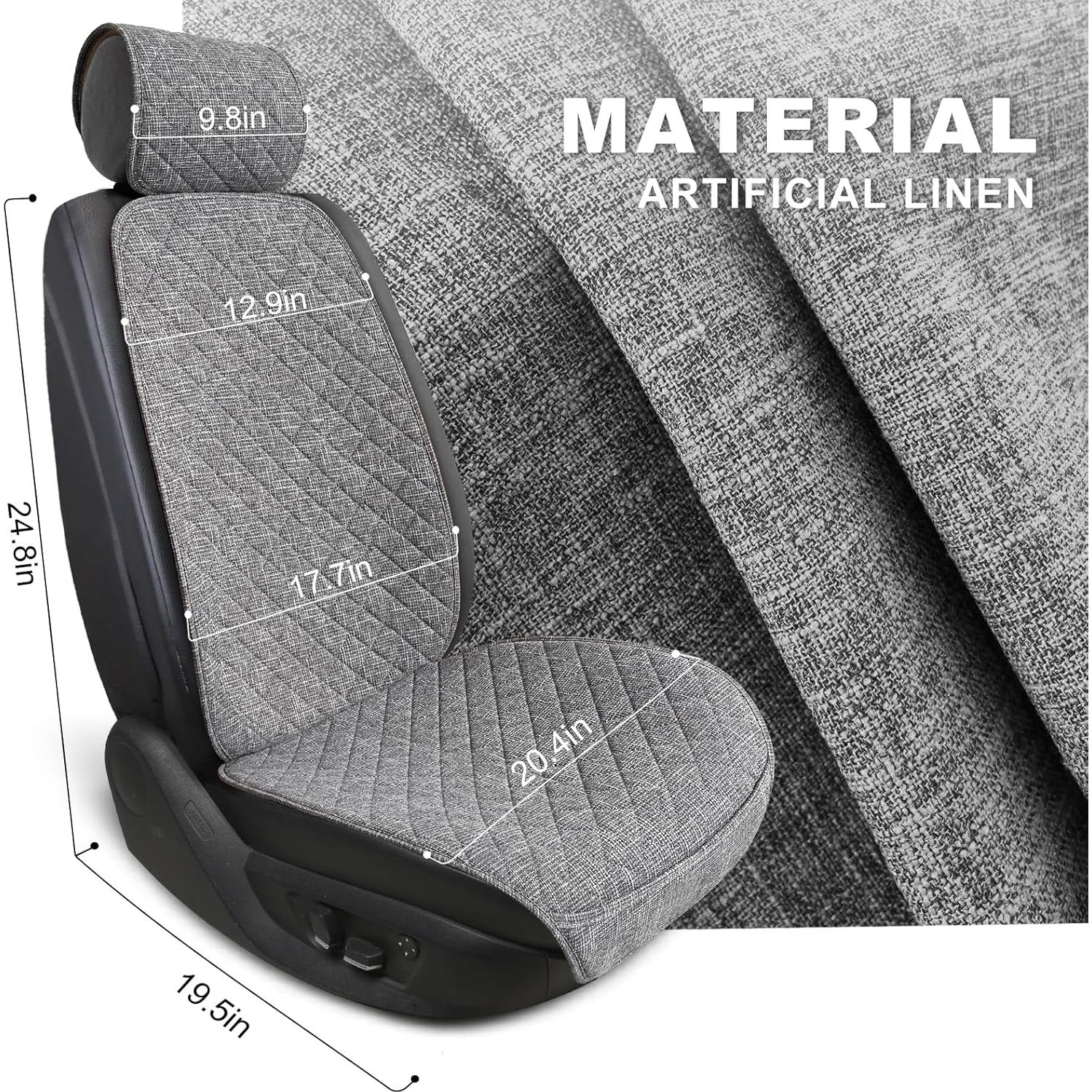 Fundas de Asiento de Coche BOPUOVRE Lino Universal 2 Unidades Gris