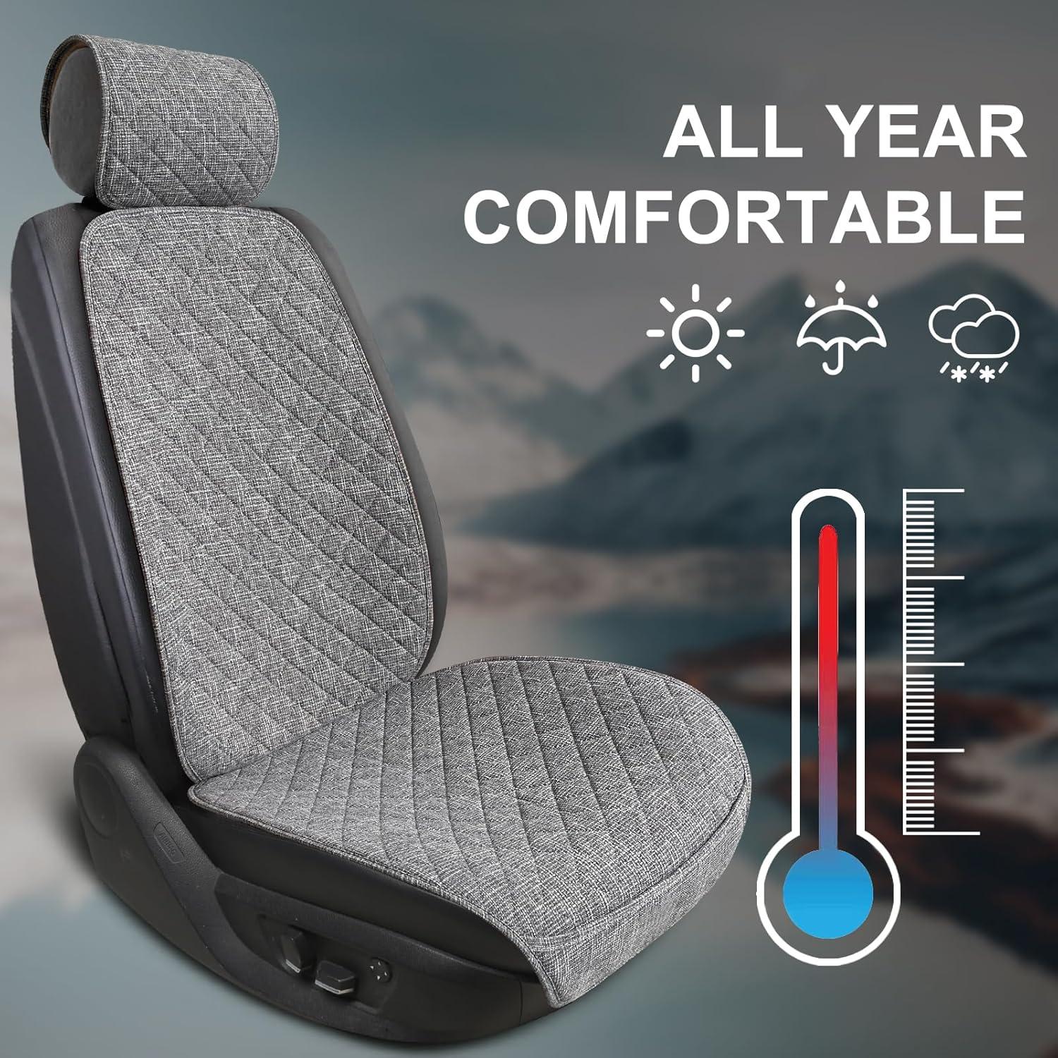 Fundas de Asiento de Coche BOPUOVRE Lino Universal 2 Unidades Gris
