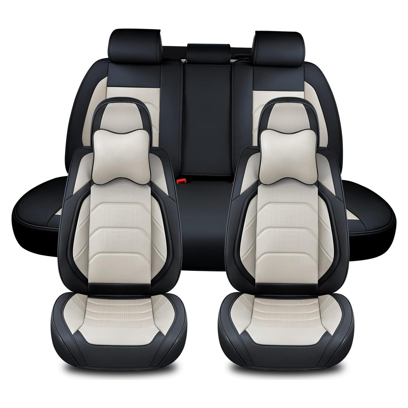 Cubiertas de Asientos de Coche TIEHESYT Juego Completo Negro y Blanco