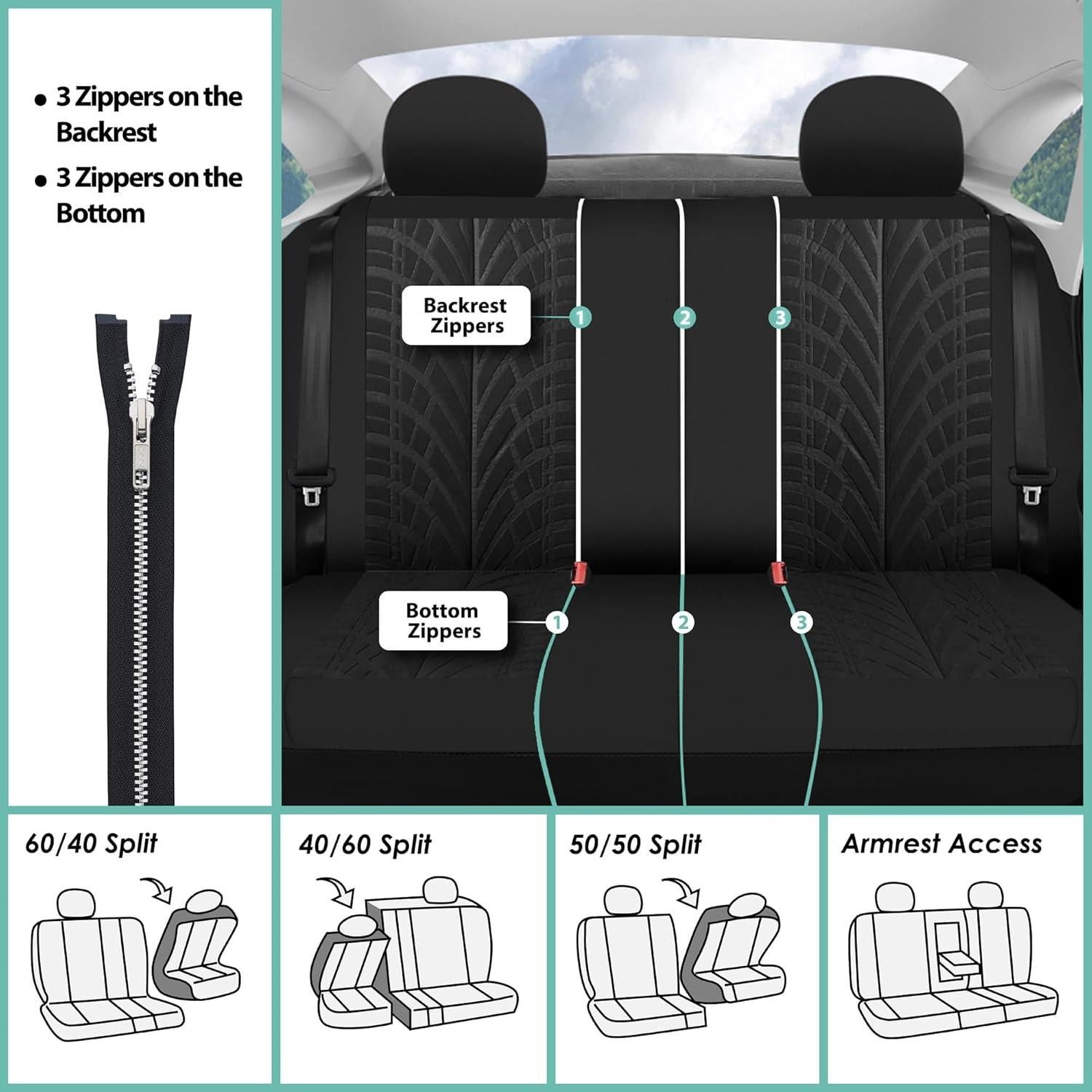 Funda de Asiento de Coche FH Group 7 Pasajeros Negro Universal