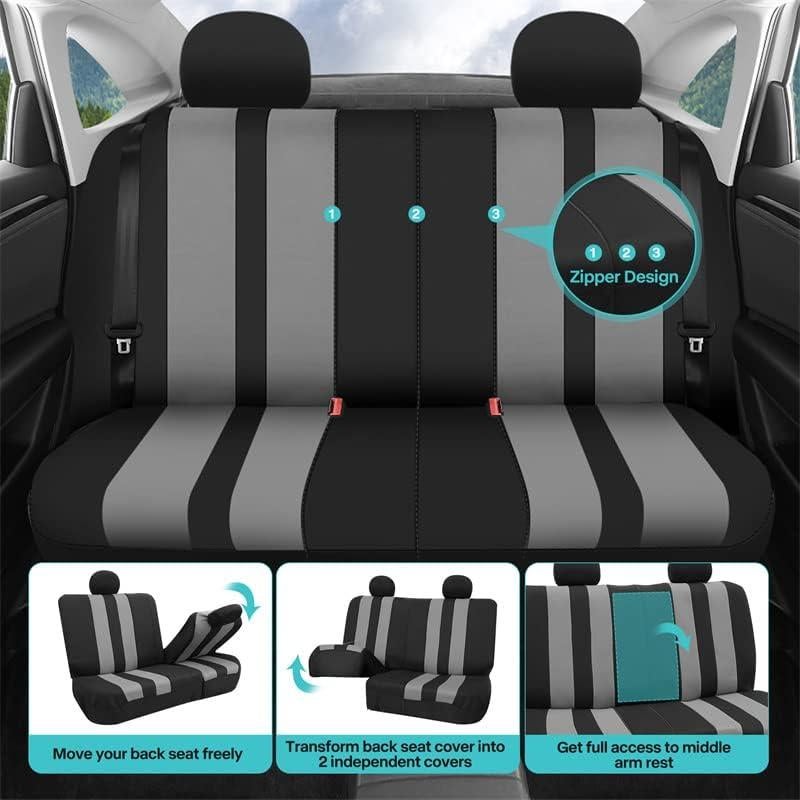 FH Group Funda de Asiento de Coche Universal Rayas Grises