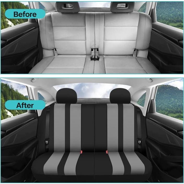 FH Group Funda de Asiento de Coche Universal Rayas Grises