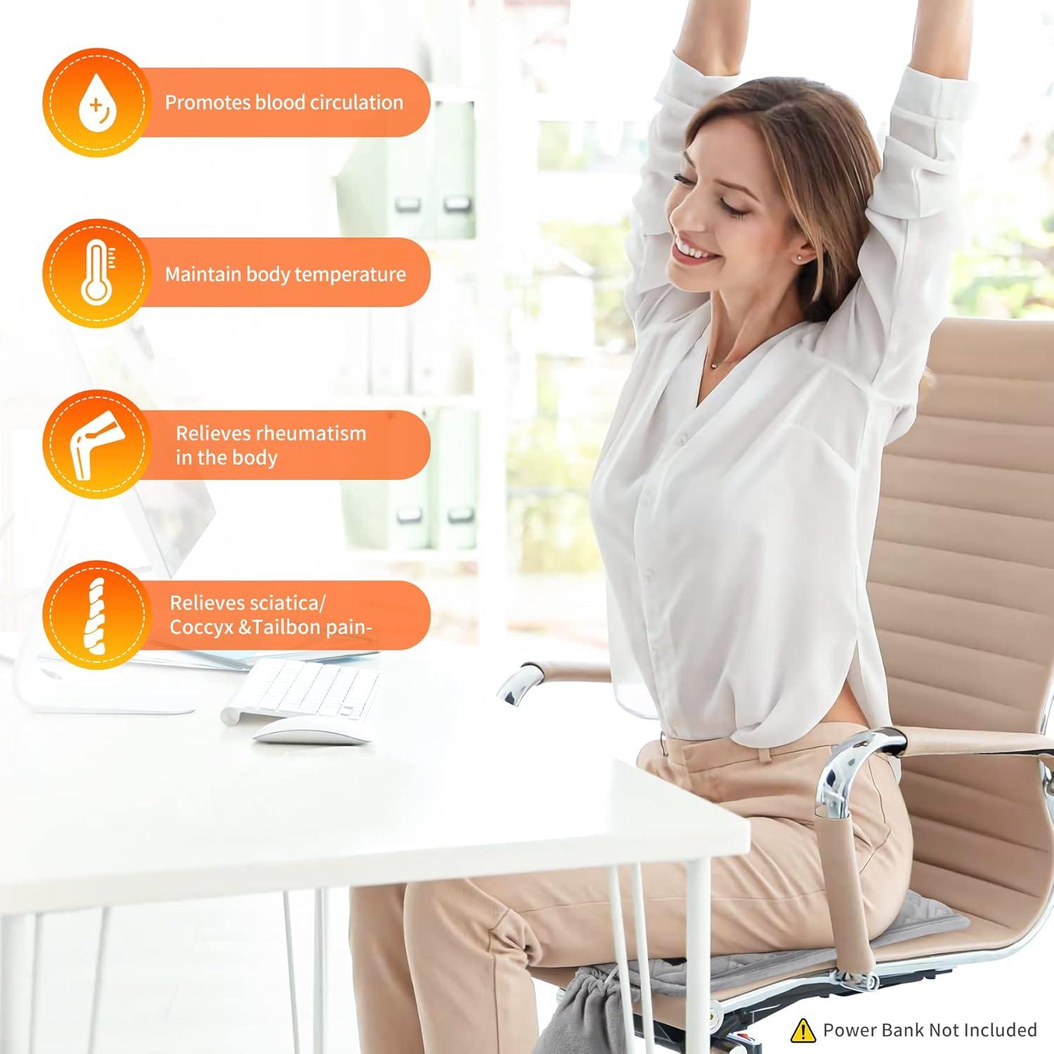 Cojín Calentado ChlorStar para Silla - Alivio Ciática y Espalda