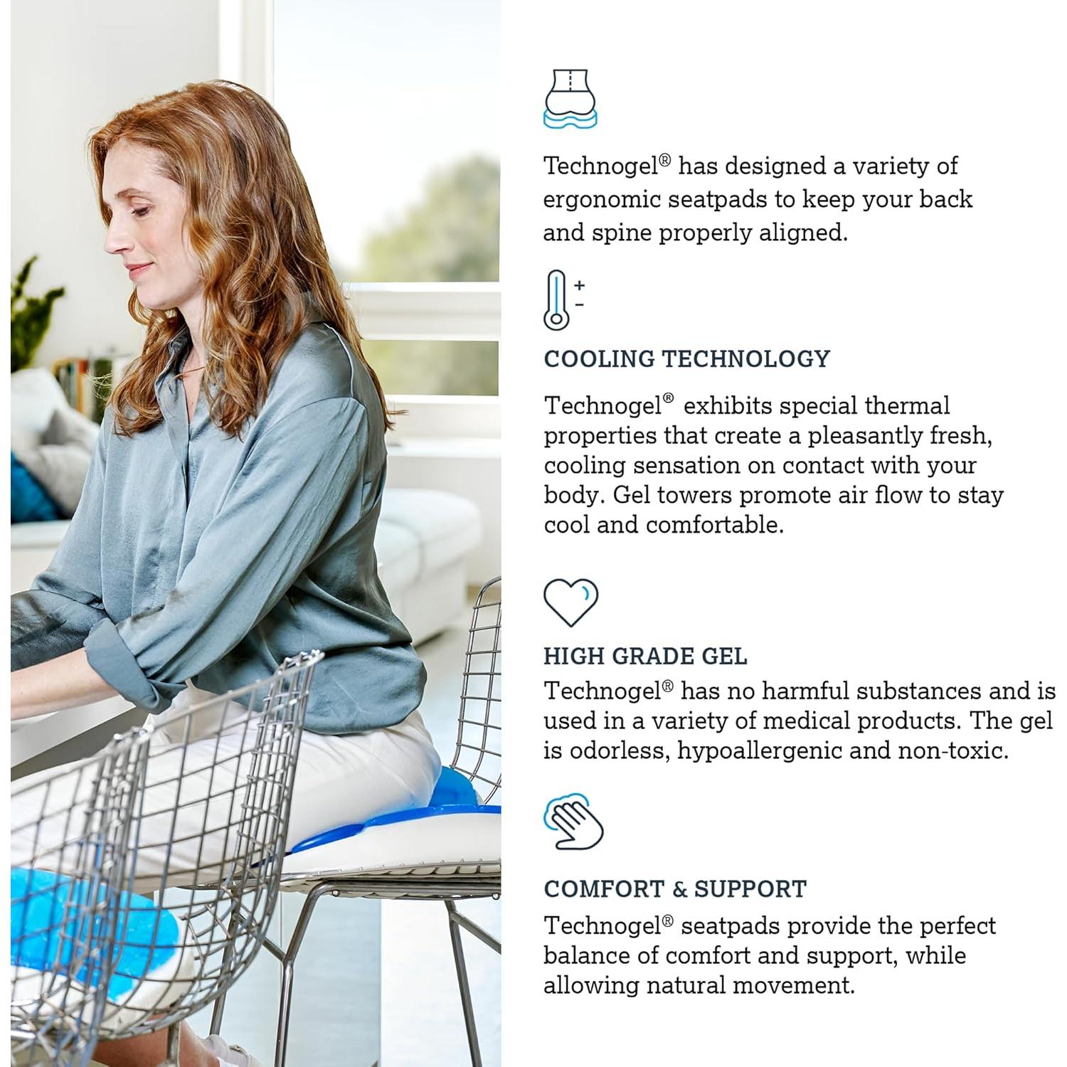 Cojín de Asiento Technogel 40x40 cm - Alivio Ciática y Coxis