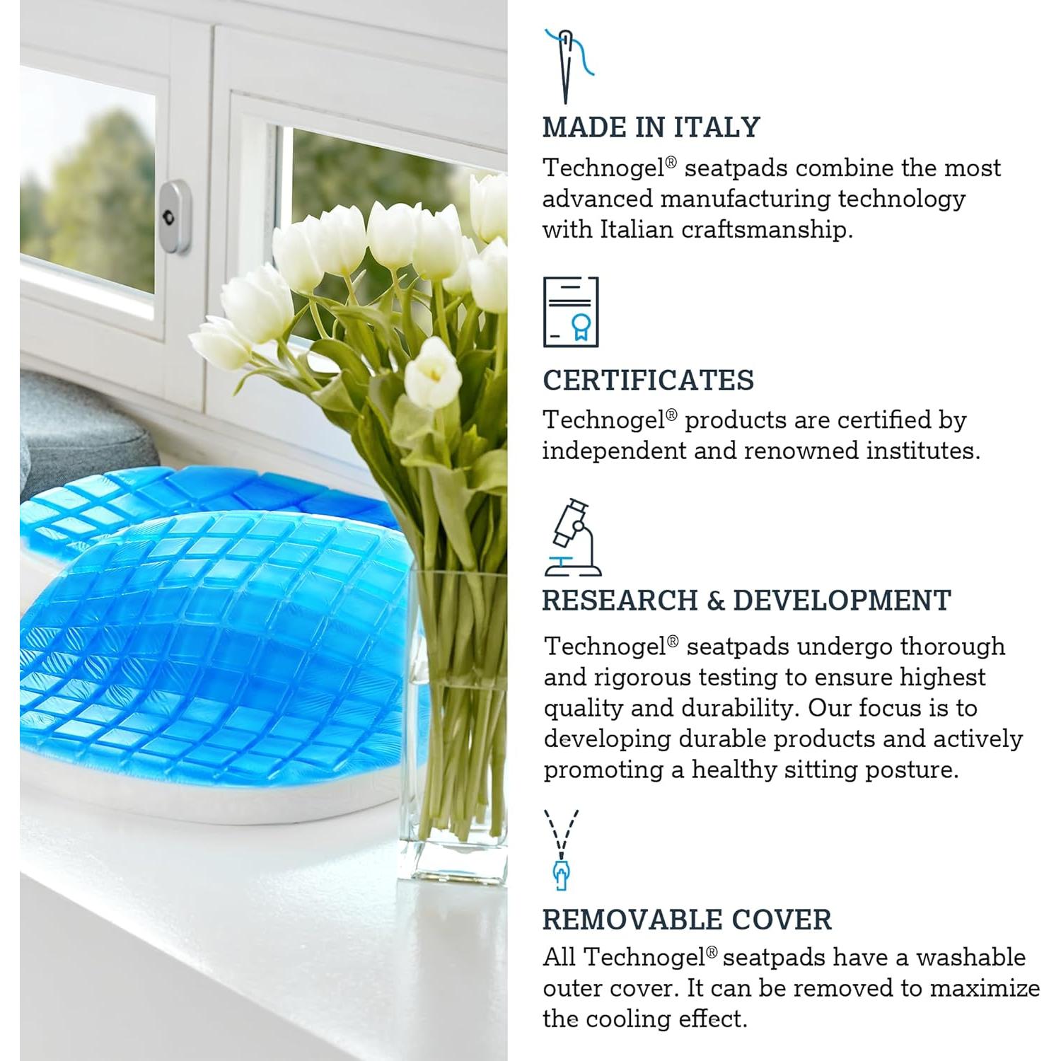 Cojín de Asiento Technogel 40x40 cm - Alivio Ciática y Coxis