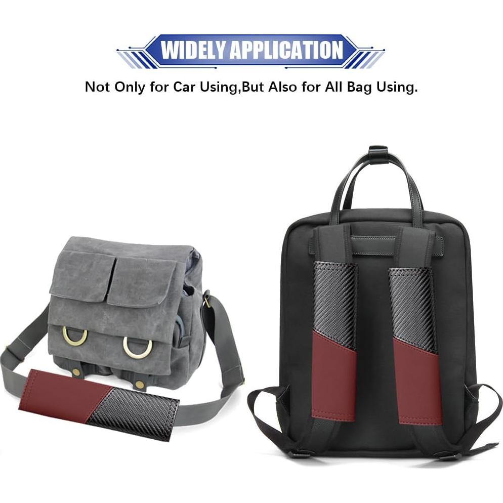 Funda almohadilla cinturón seguridad JDDRY fibra carbono Rojo Vino