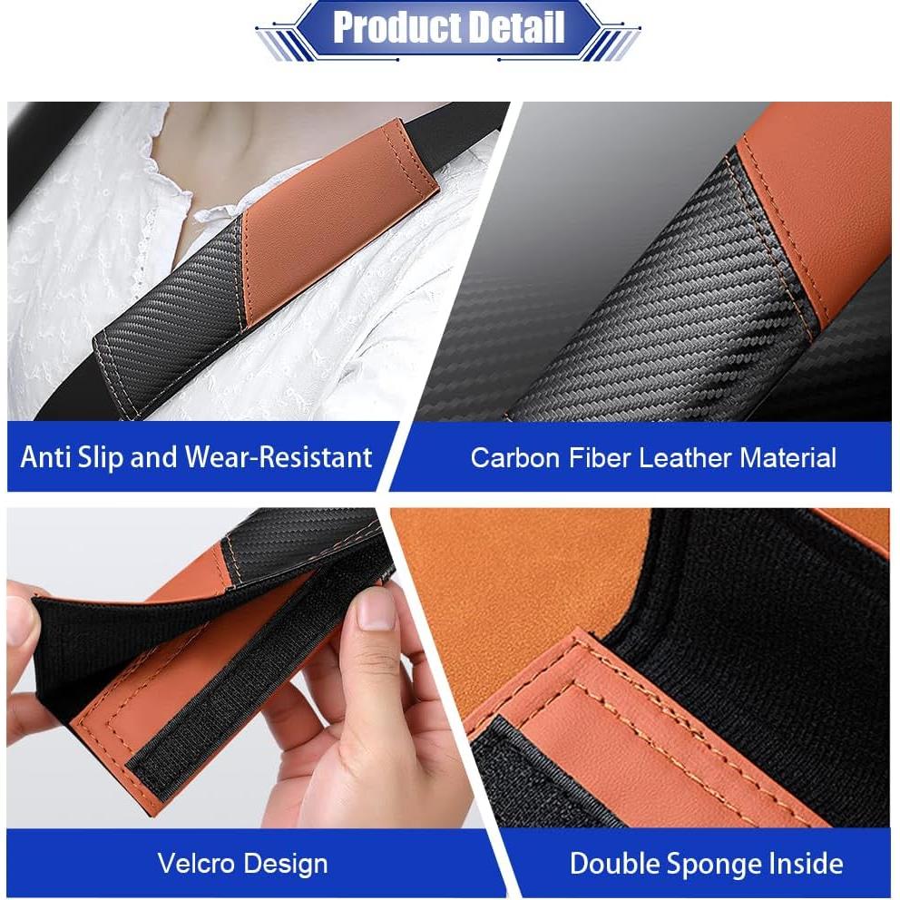 Funda almohadilla cinturón seguridad JDDRY fibra carbono Rojo Vino