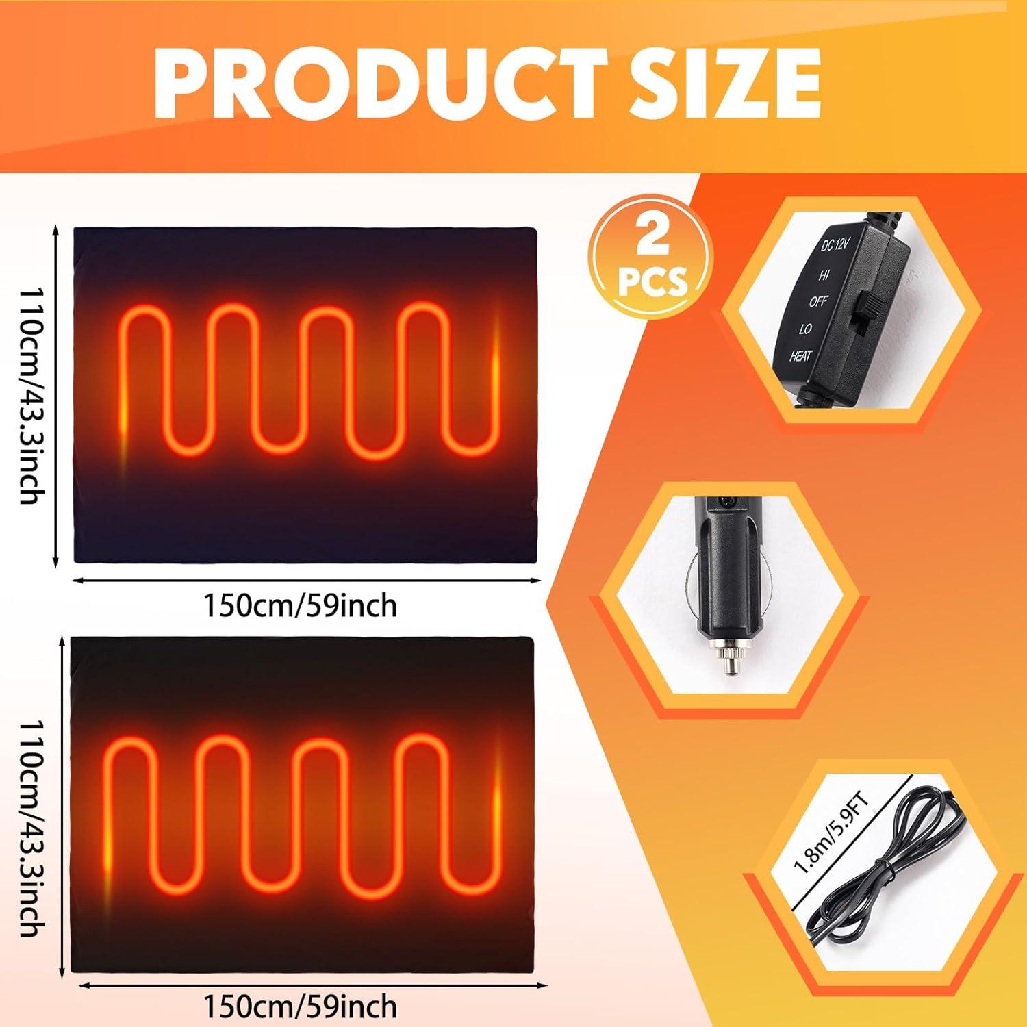 Manta Calentada para Auto Riakrum 109x150 cm 12V - 2 Pcs