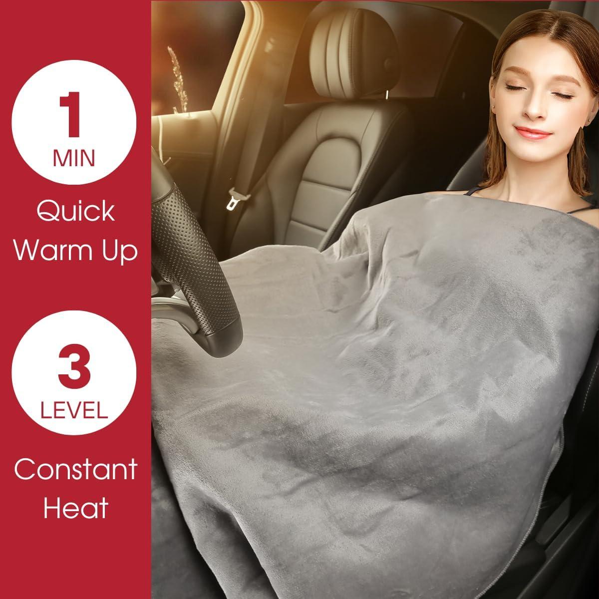 Manta Calentada 12V WARMITORY 2-en-1 Plegable y Portátil