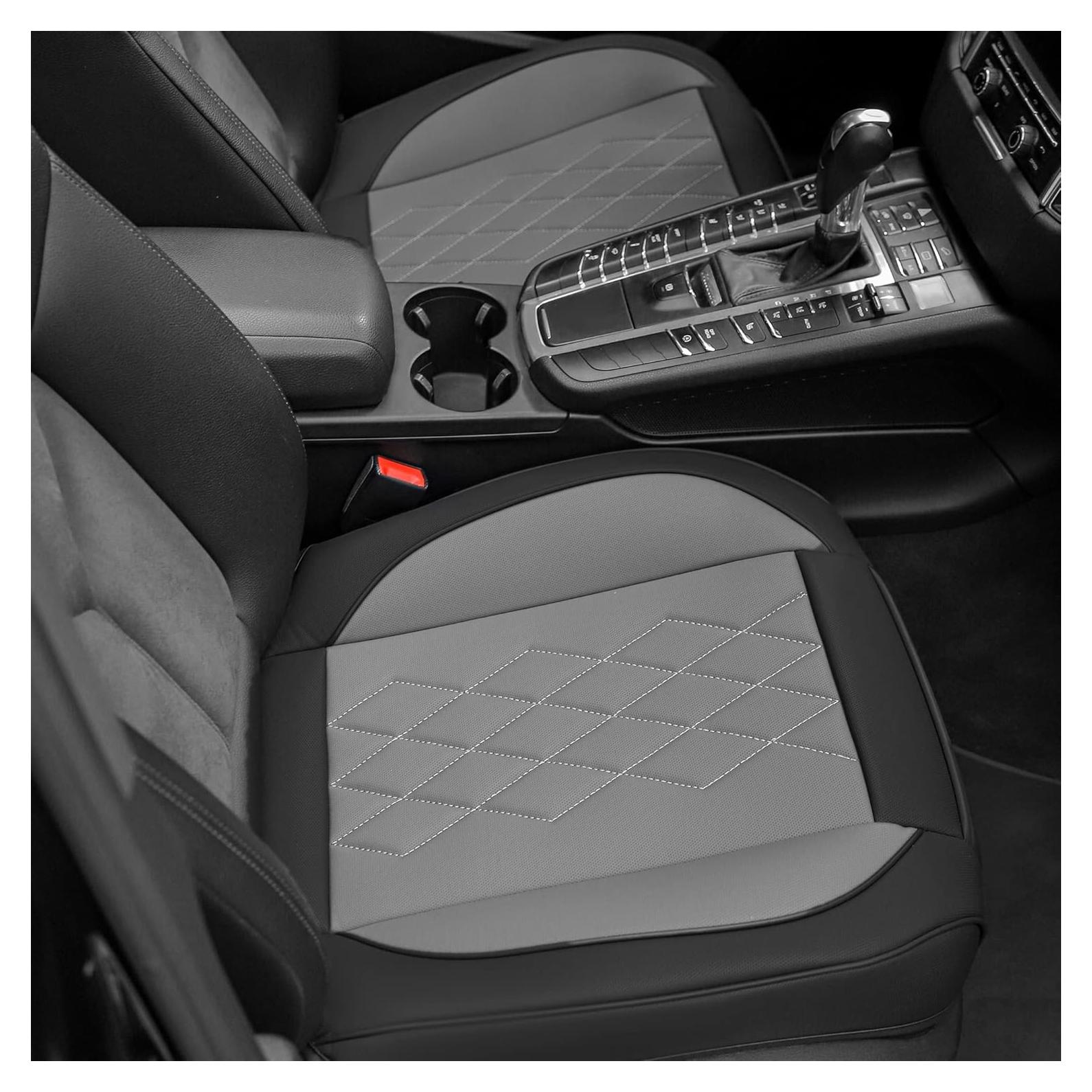 Funda de Asiento de Coche JOJOBAY 2 PCS Cuero Gris Antideslizante