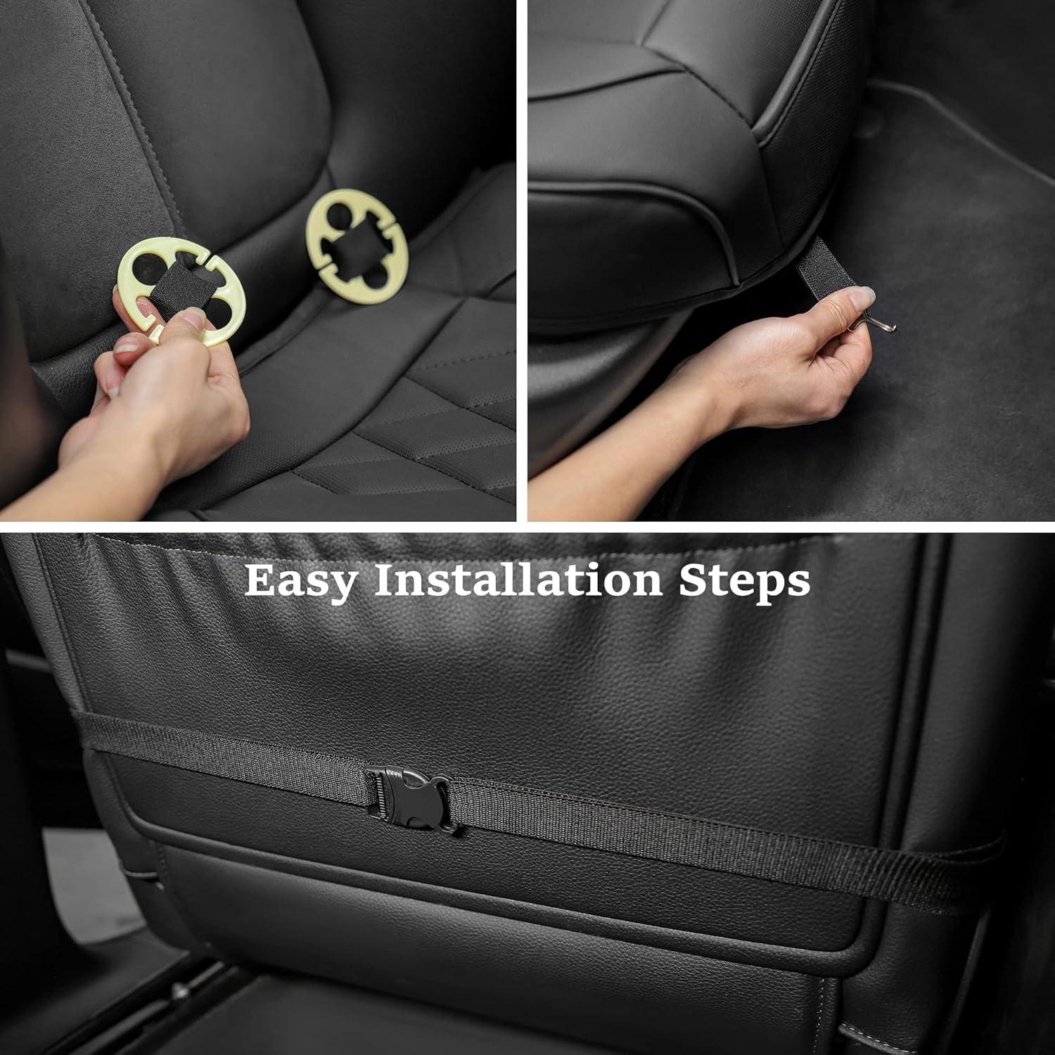 Funda de Asiento de Coche JOJOBAY 2 PCS Cuero Gris Antideslizante