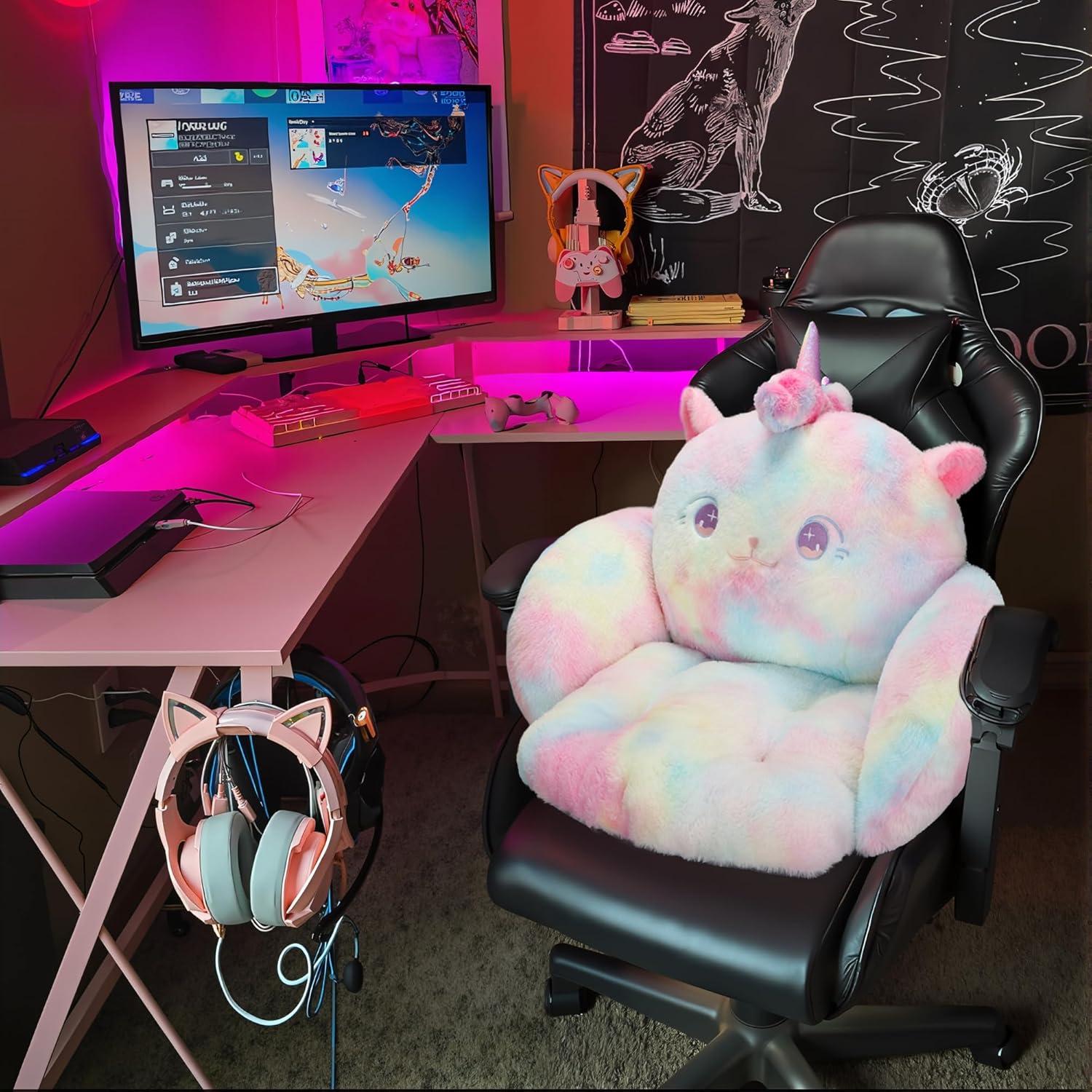 Cojín de Silla de Oficina QYA Unicornio 45x45 cm Alivio Espalda