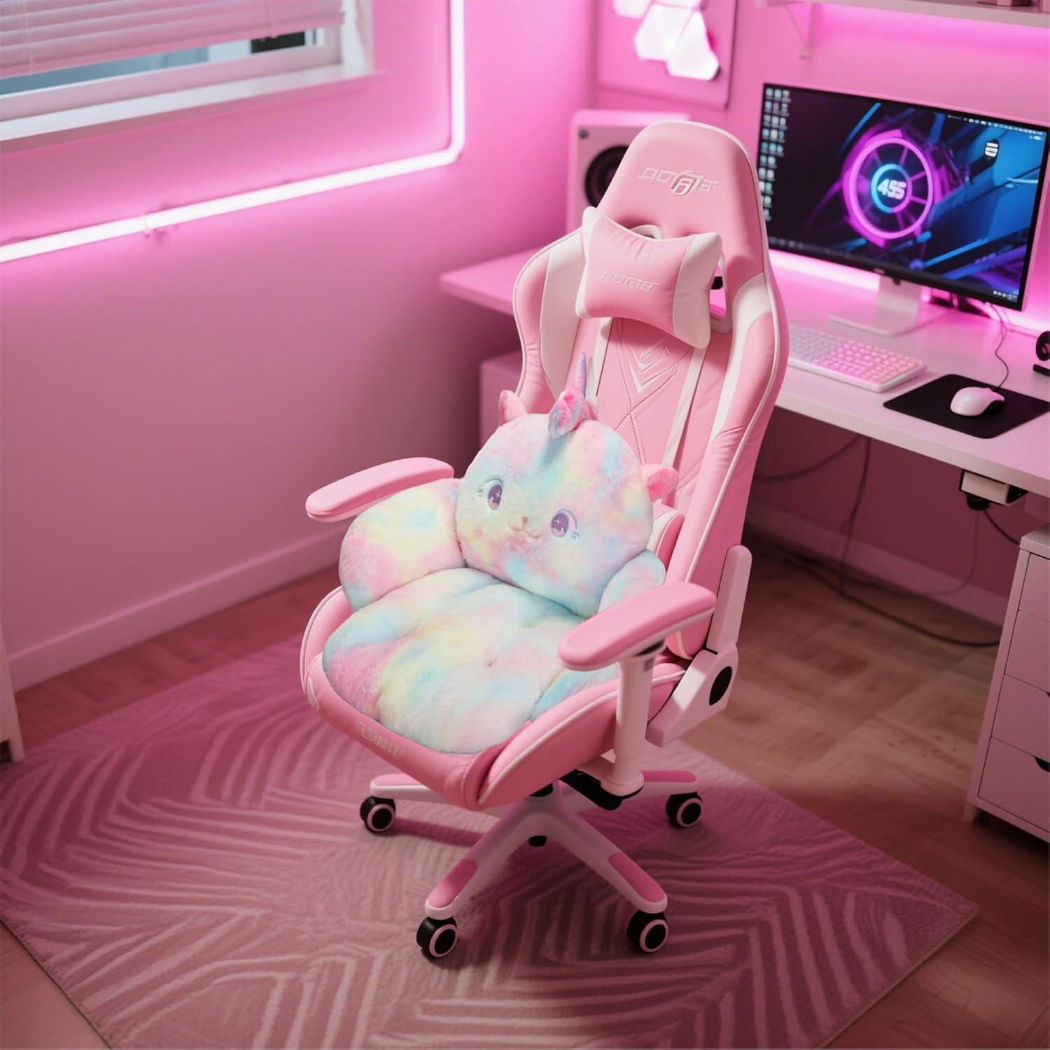 Cojín de Silla de Oficina QYA Unicornio 45x45 cm Alivio Espalda