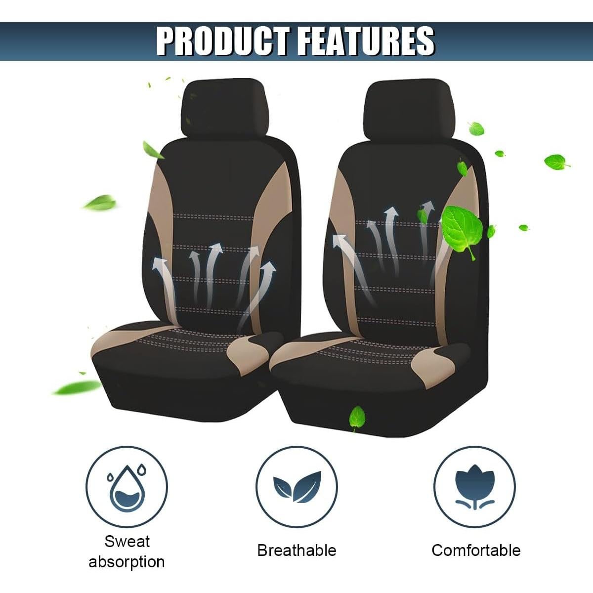 Fundas de Asiento Delantero ZIMISI Beige Ajuste Universal