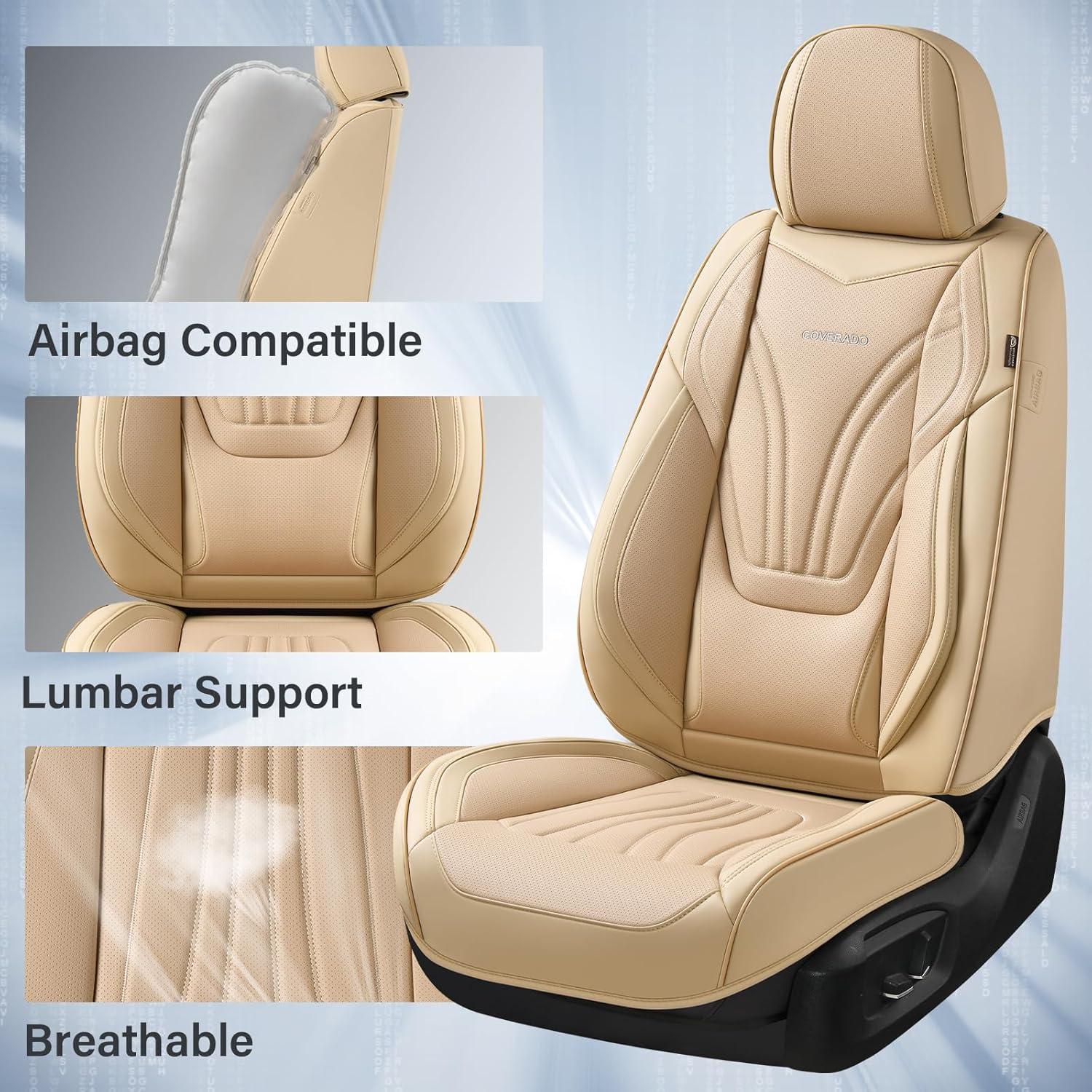 Cubiertas de Asiento de Coche Coverado Beige Juego Completo 5 Piezas