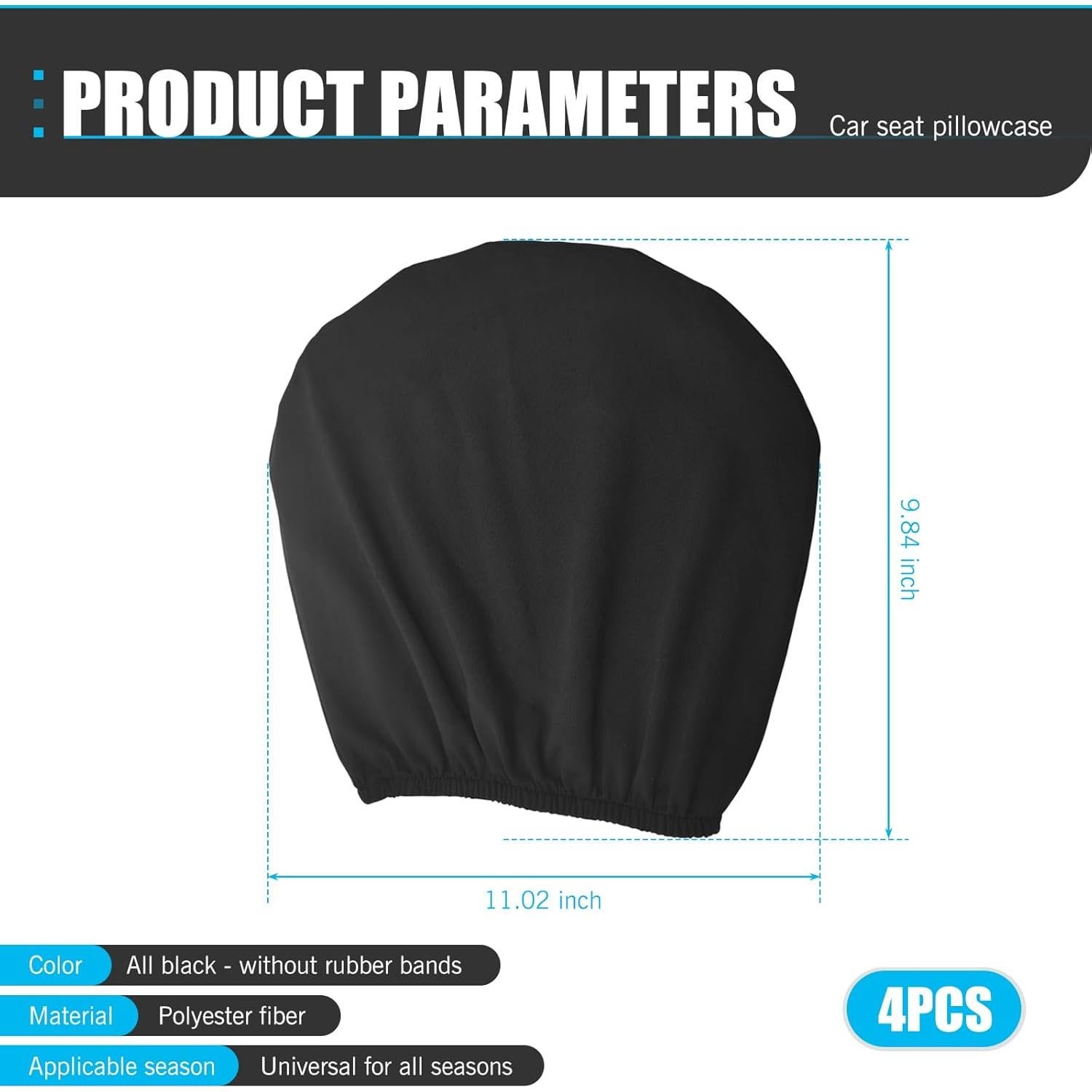 Funda de Reposacabezas de Coche Lekudo 4 PCS Negra Universal