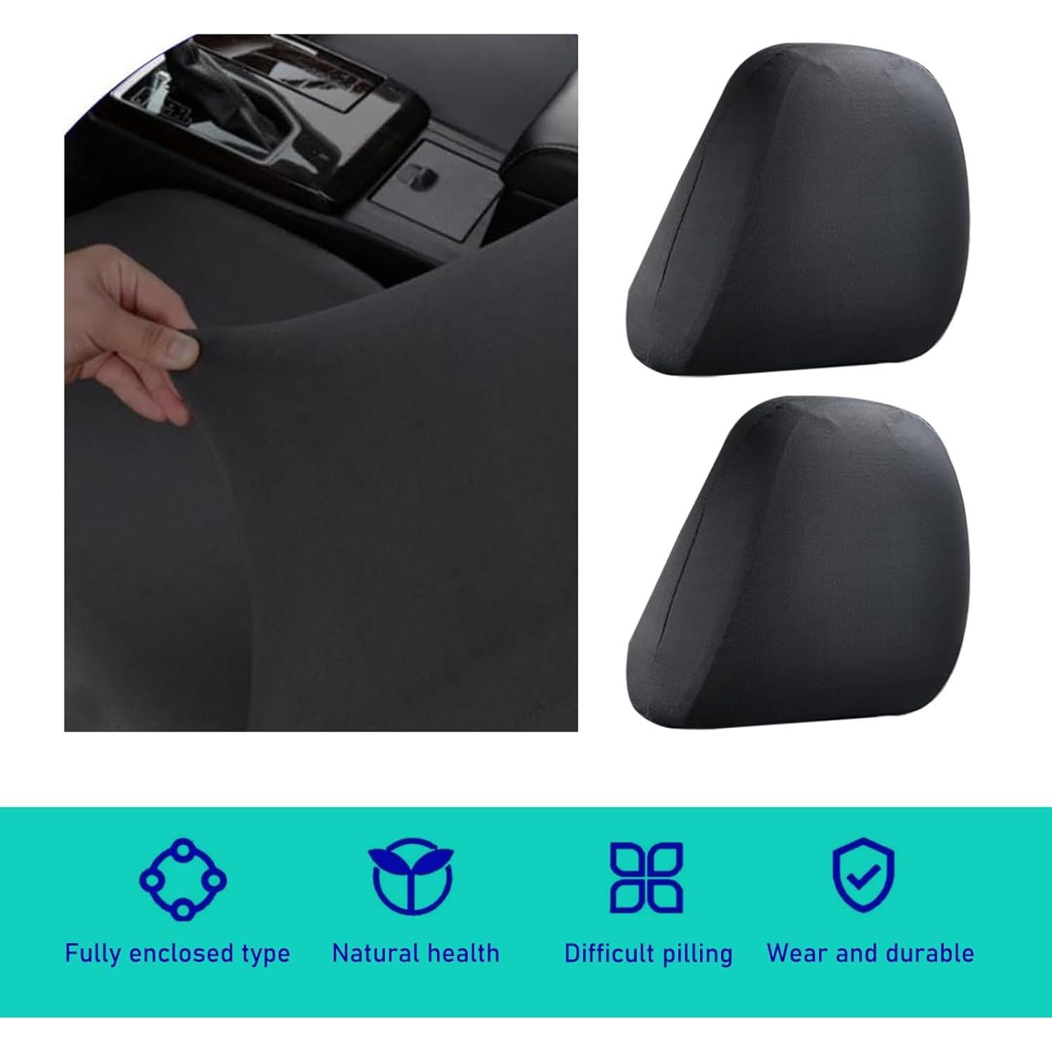Funda Protectora Reposacabezas Coche Sumjig 2 PCS Negro