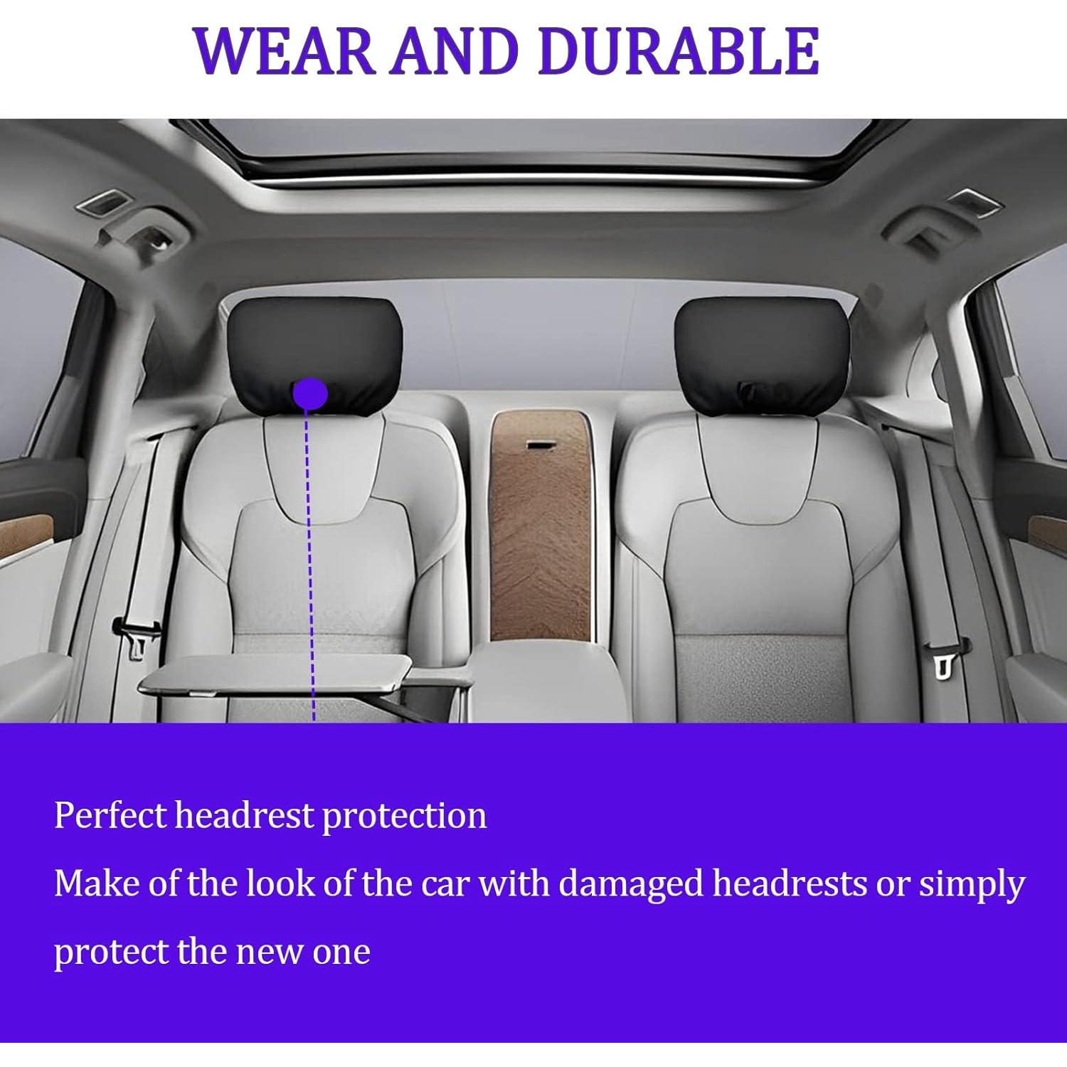 Cubiertas de Reposacabezas de Coche Getfay 2 PCS 25x28 cm Negro