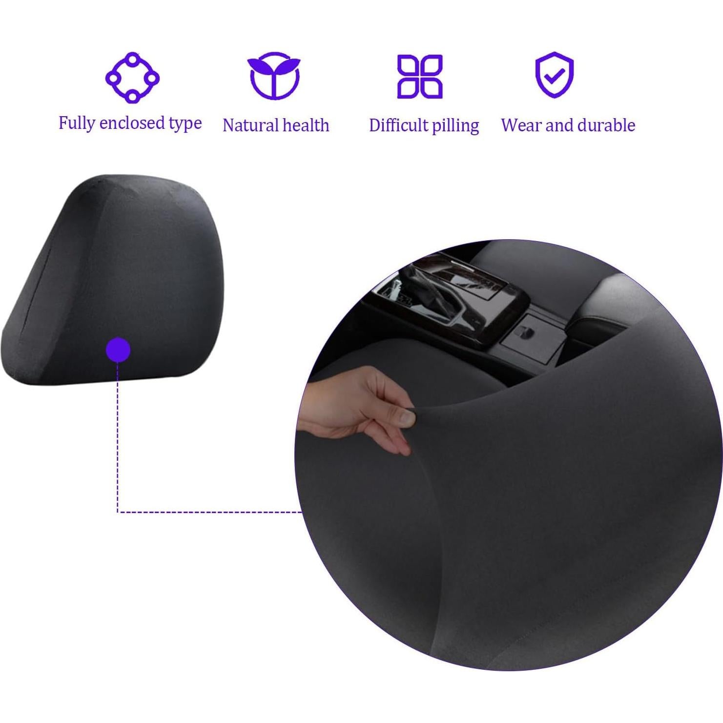 Cubiertas de Reposacabezas de Coche Getfay 2 PCS 25x28 cm Negro