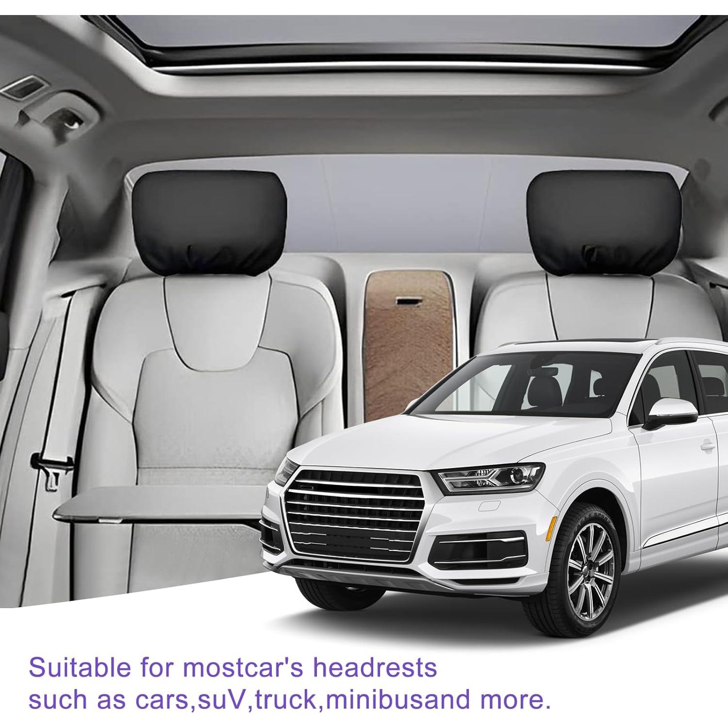 Cubiertas de Reposacabezas de Coche Getfay 2 PCS 25x28 cm Negro