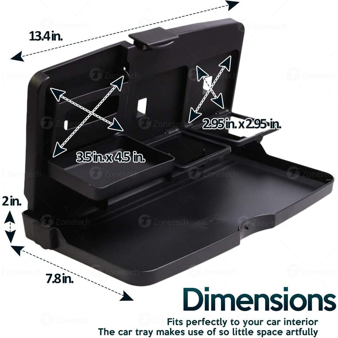 Mesa Plegable Portátil ZONETECH para Coche - Soporte Negro