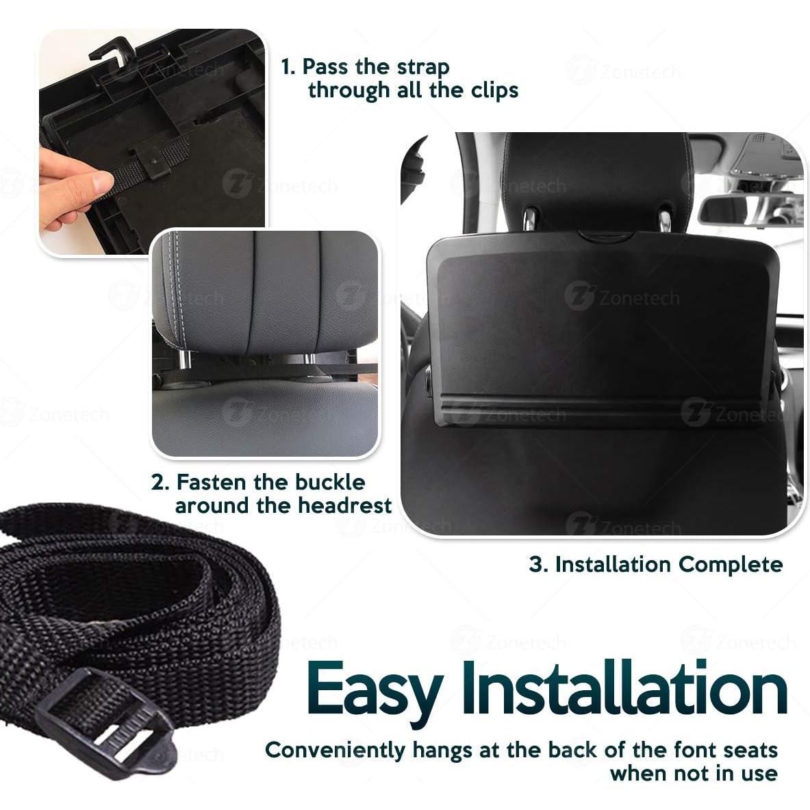 Mesa Plegable Portátil ZONETECH para Coche - Soporte Negro