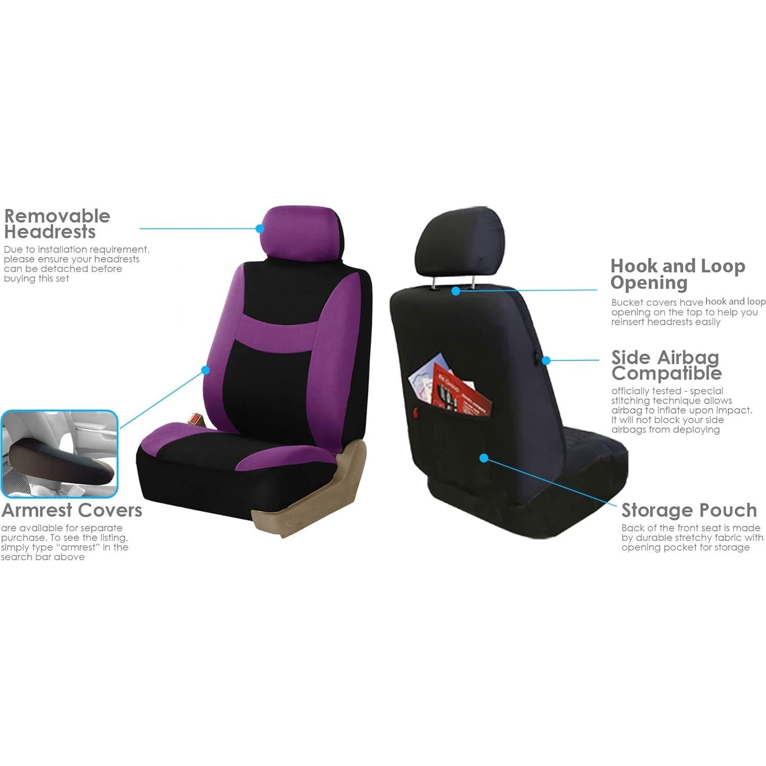 Fundas de Asiento de Coche FH Group Combo Universal Púrpura
