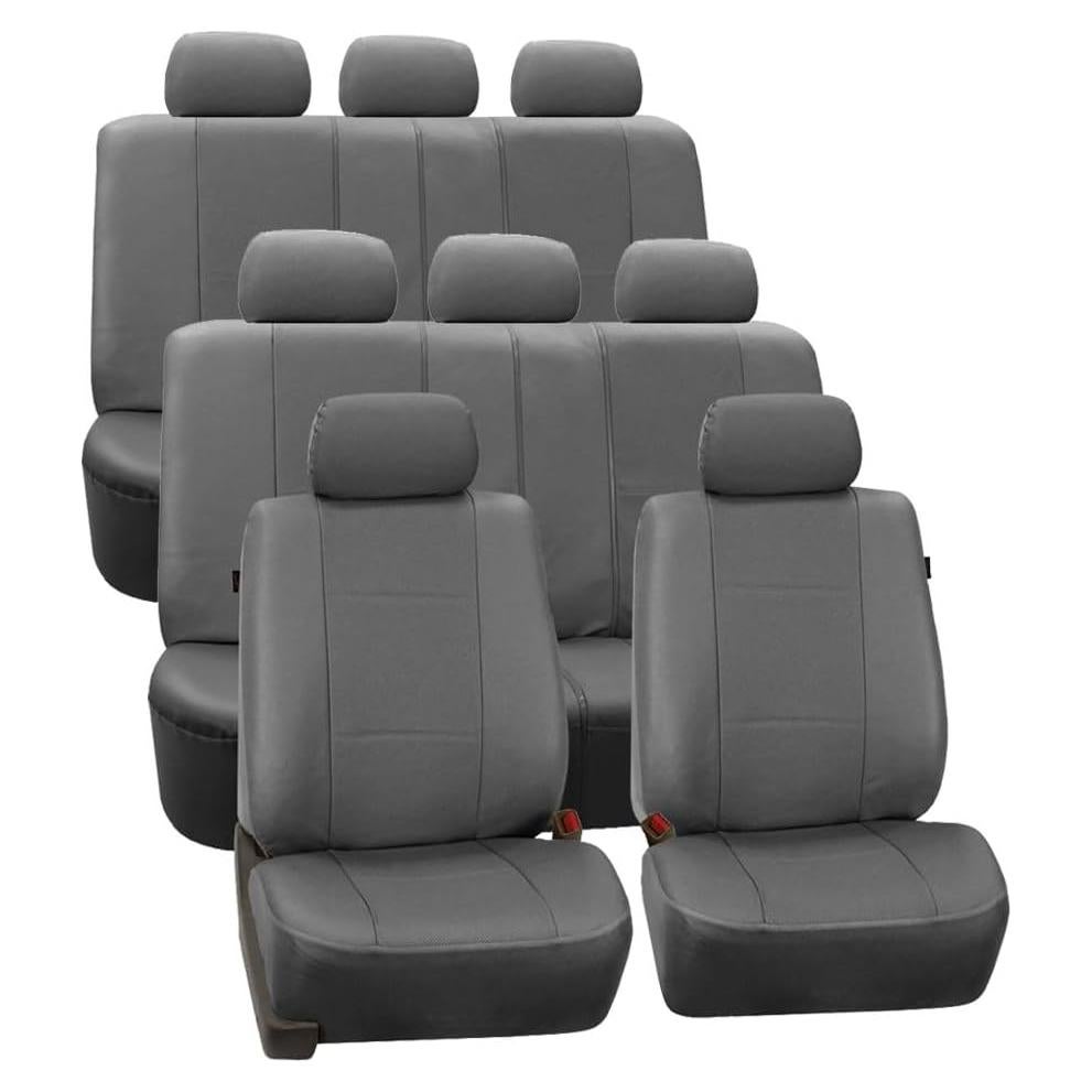 Fundas de Asiento de Coche FH Group PU007128GRAY-AVC 8 Asientos