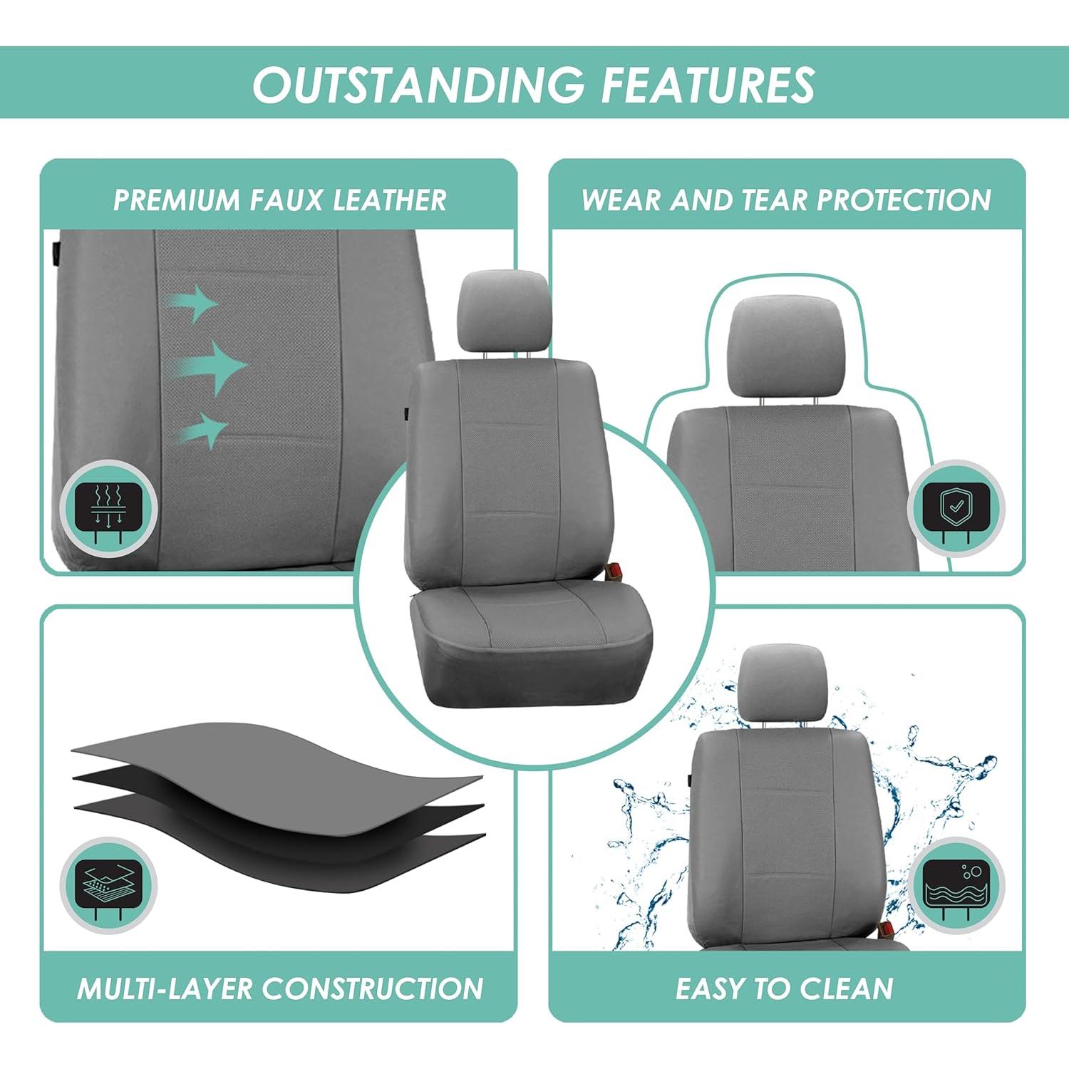 Fundas de Asiento de Coche FH Group PU007128GRAY-AVC 8 Asientos