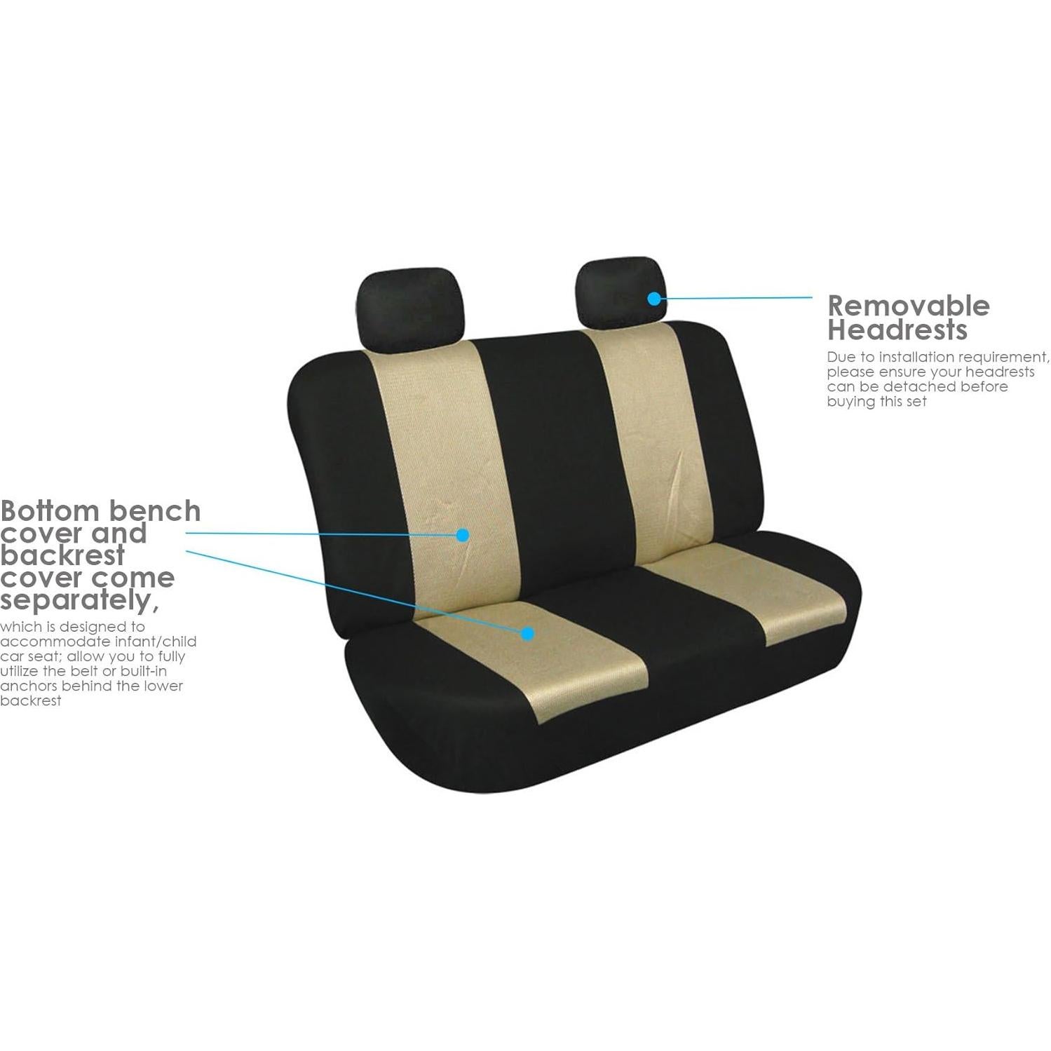 Funda de Asiento Trasero Universal FH Group Beige - Protector para Coche