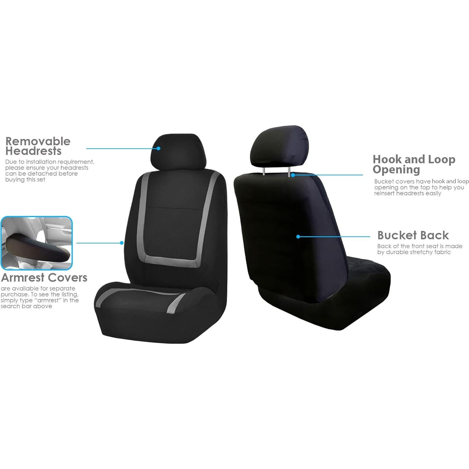 Fundas de Asiento Delanteras FH Group Gris Ajuste Universal