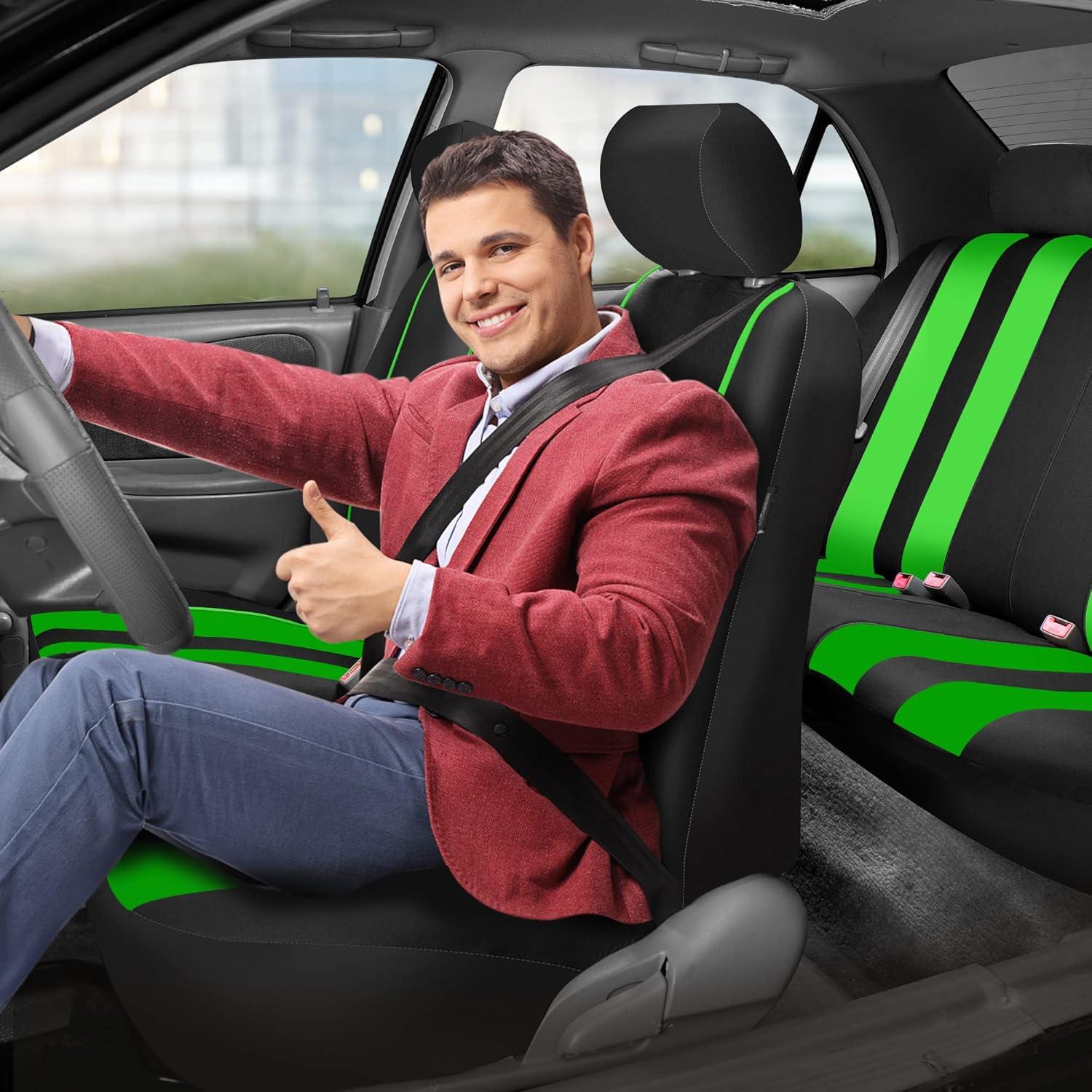 FH Group Funda de Asiento de Coche Completo Verde Ajuste Universal