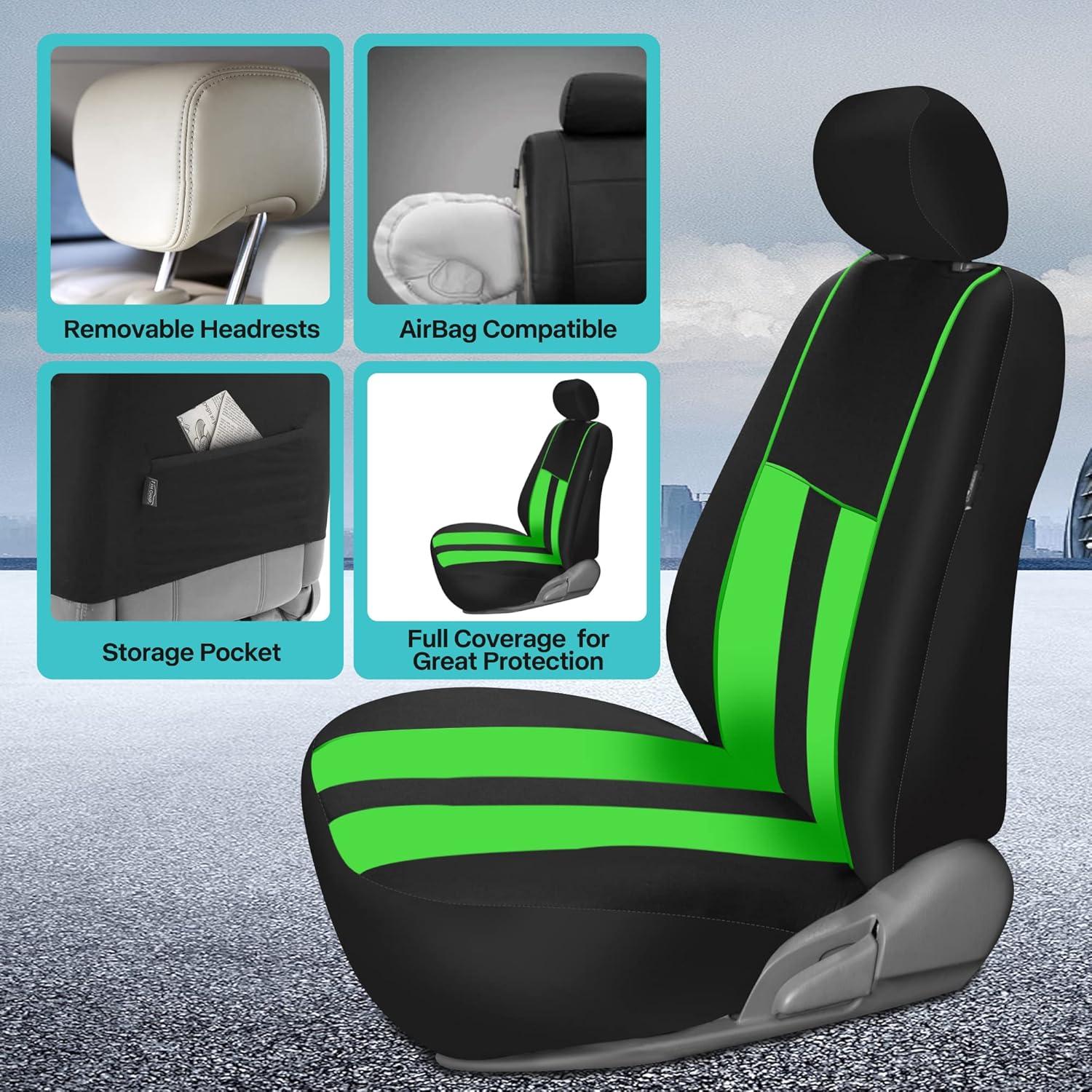 FH Group Funda de Asiento de Coche Completo Verde Ajuste Universal