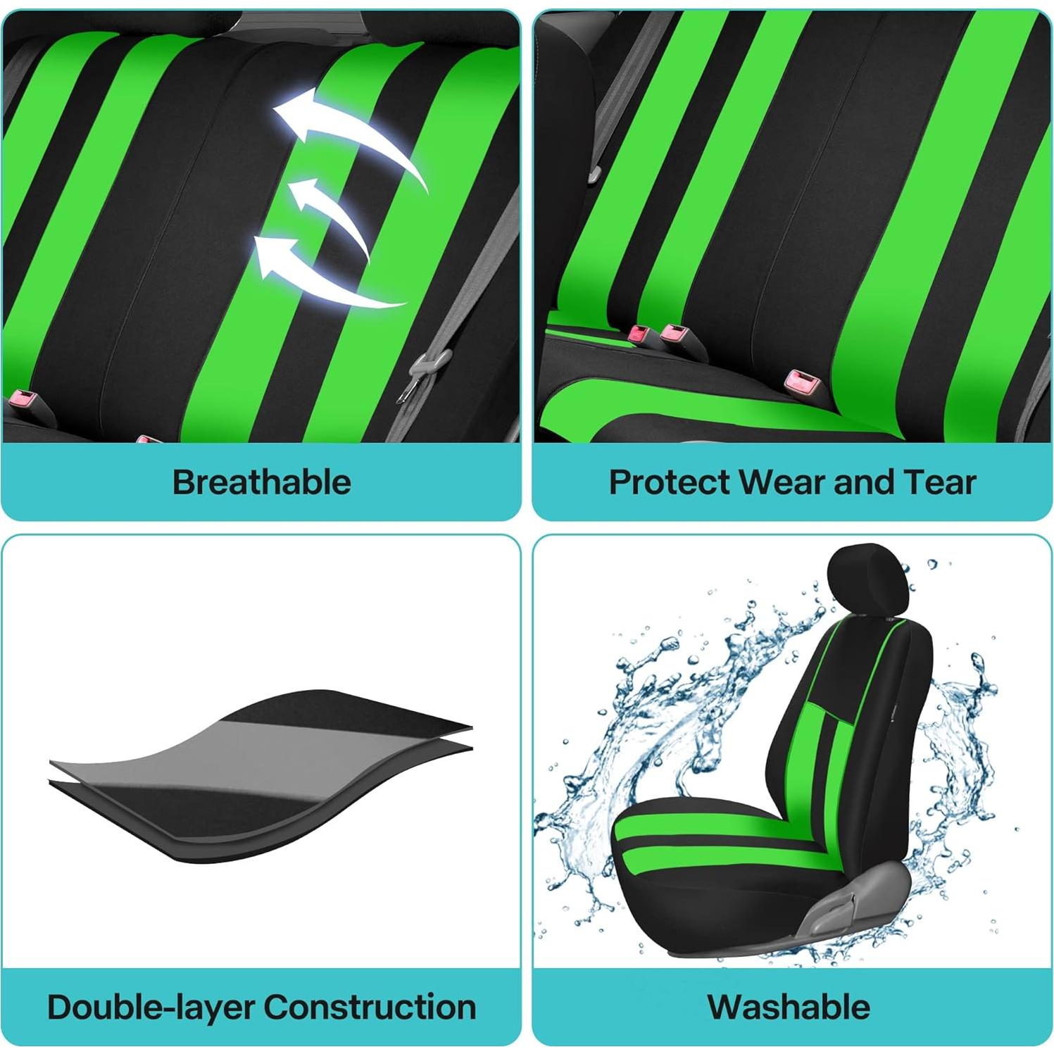FH Group Funda de Asiento de Coche Completo Verde Ajuste Universal