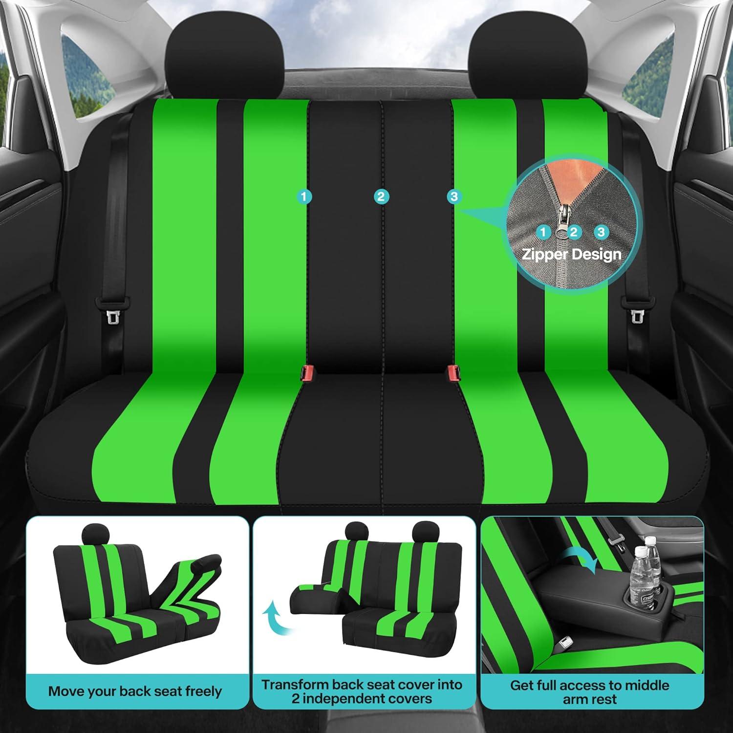 FH Group Funda de Asiento de Coche Completo Verde Ajuste Universal