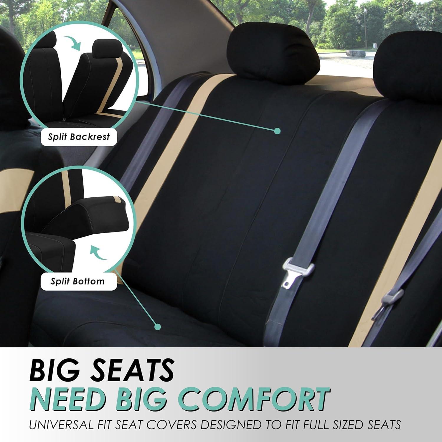 Fundas de Asiento de Coche FH Group Beige y Negro Juego Completo