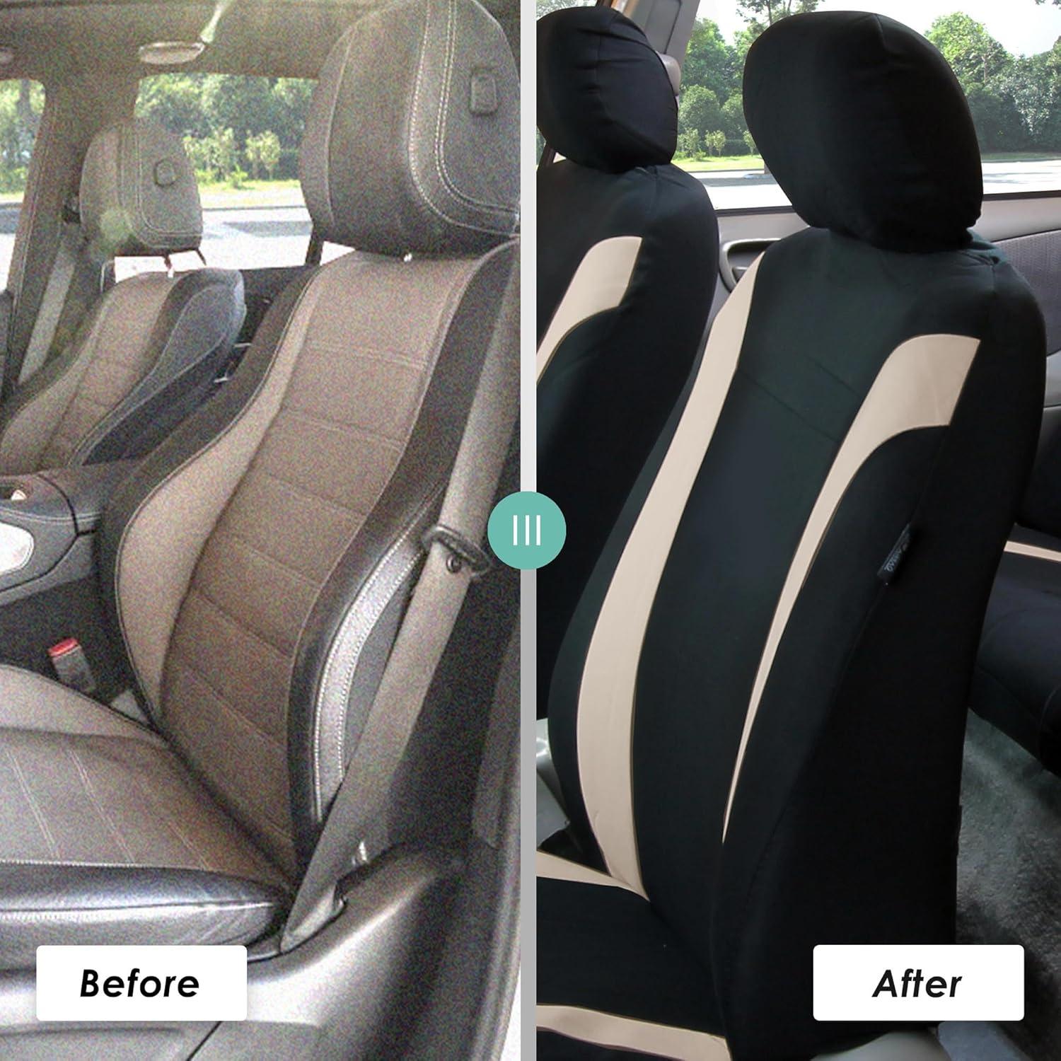 Fundas de Asiento de Coche FH Group Beige y Negro Juego Completo