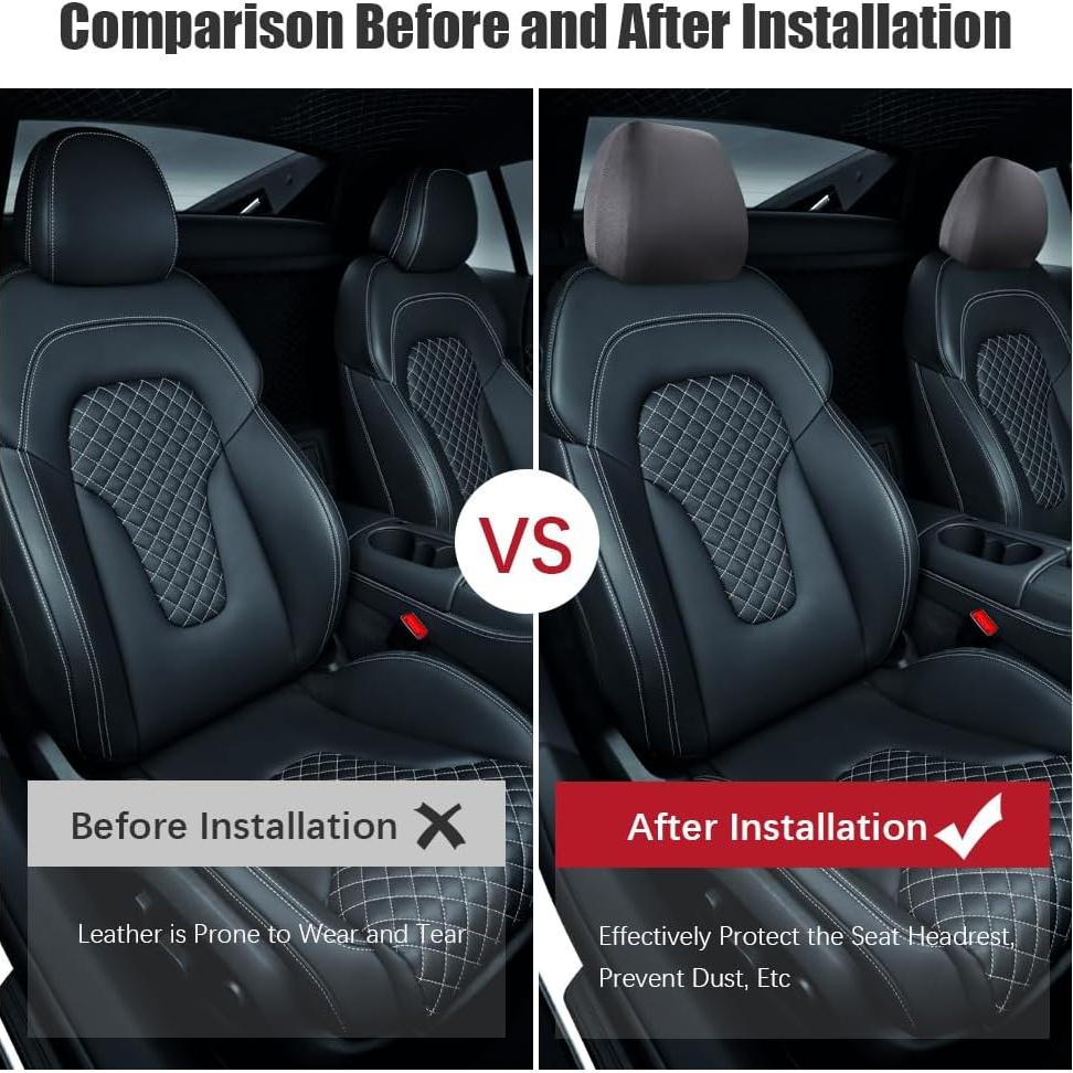 Funda de Cabecera de Asiento de Coche Smeyta SAZTT01 2 Pcs Gris