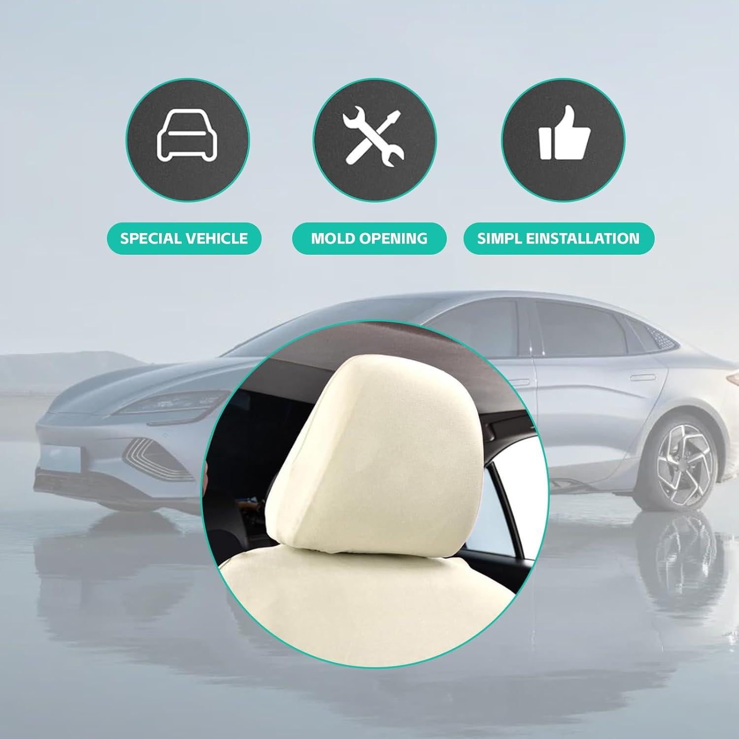 Cubiertas de Reposacabezas 2 PCS Beige FEDOEY Transpirables