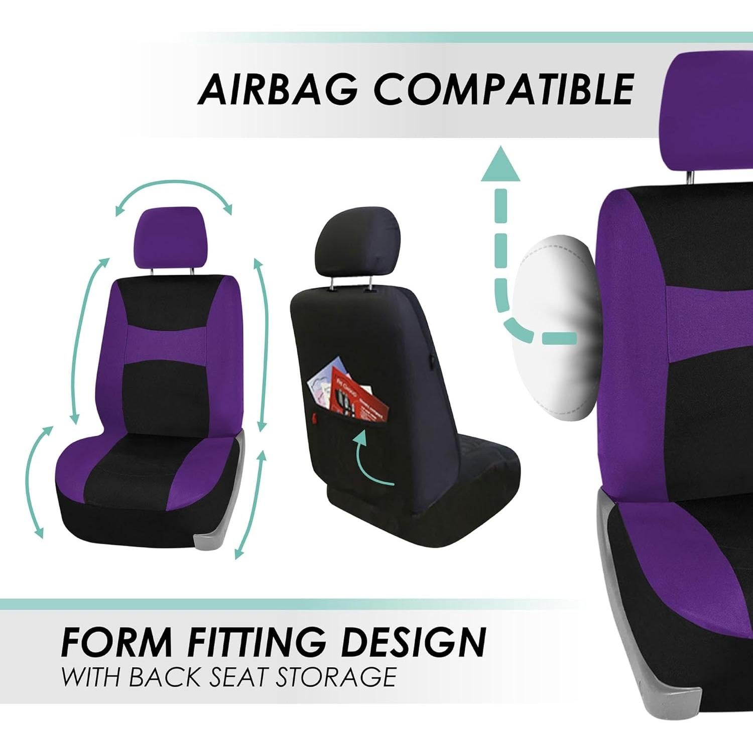 Fundas de Asiento de Coche FH Group Moradas Juego Completo