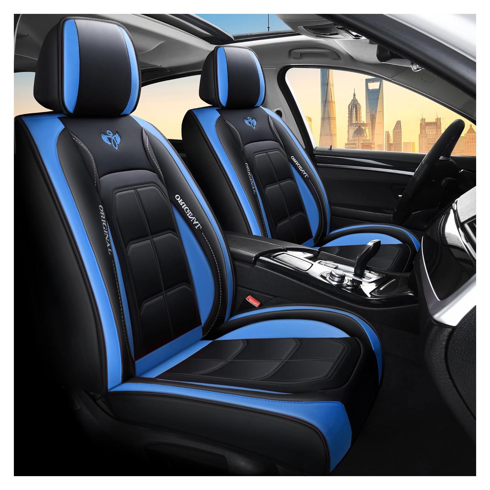 Fundas de Asiento de Auto Zvaluqy Zvaluqy05 Cuero Negro-Azul