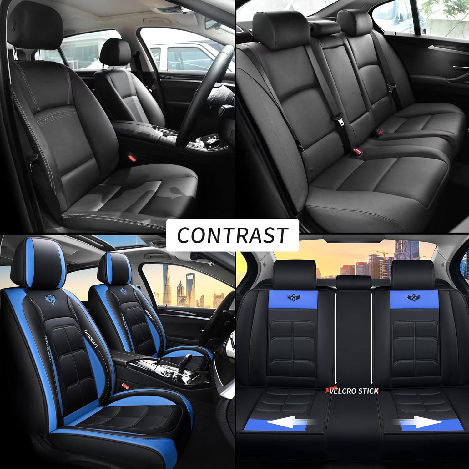 Fundas de Asiento de Auto Zvaluqy Zvaluqy05 Cuero Negro-Azul